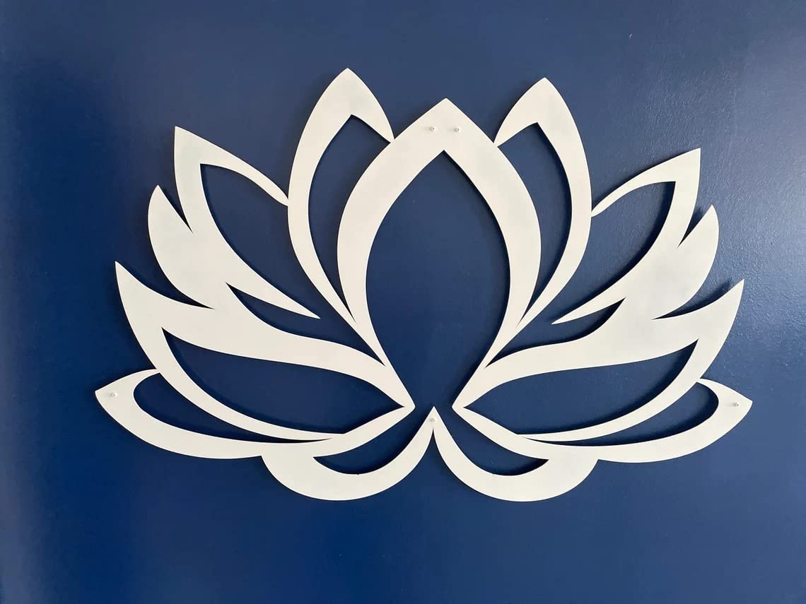 White Metal Lotus Flower Wall Art - 30