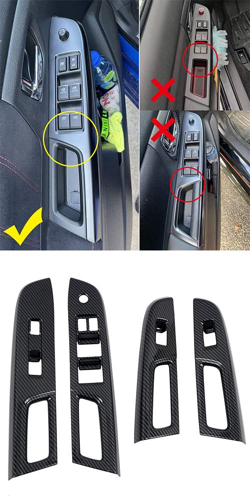 Premium Carbon Fiber Grain Car Interior Accessories - Window Switch Cover Trim Kit (4pcs ABS) for Subaru WRX STI 2017 LHD Only | Durable & Stylish Upgrade for Enhanced Interior Look | Perfect for Car Enthusiasts & Customization Projects