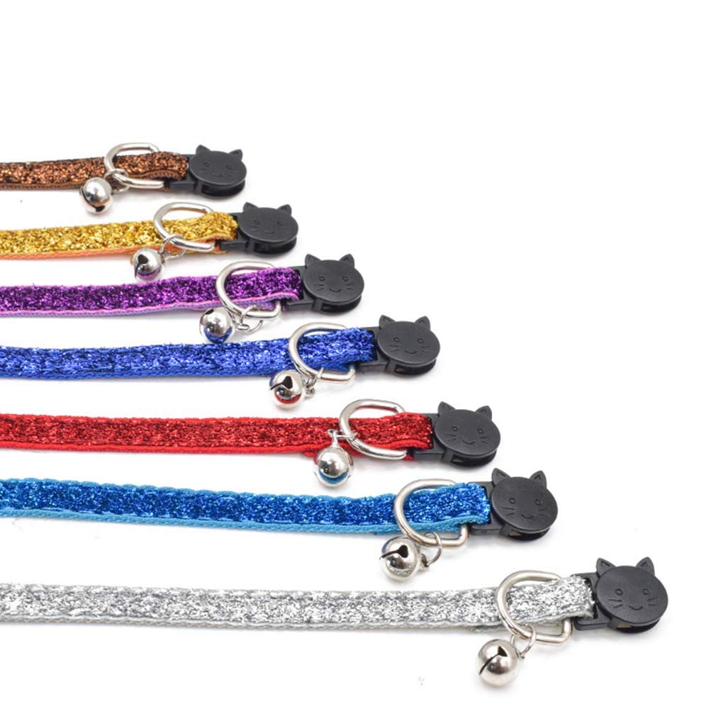 Sparkling Bling Cat Collar with Bell - Adjustable Nylon Pet Collar with Safe Buckle for Small Dogs & Cats (Silver) | Perfect for Everyday Wear, Grooming & Fashion Accessories