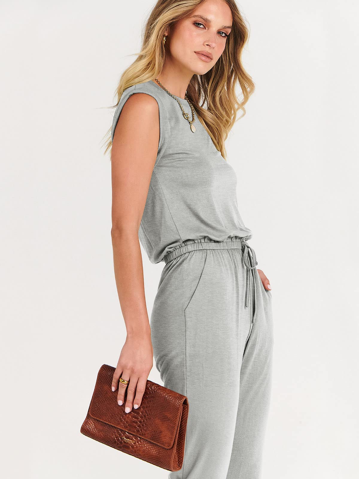 ANRABESS Women's Summer Sleeveless Jumpsuit - Casual Loose Stretchy Romper Dress, Trendy Crewneck Outfit 2025 | Perfect for Beach Vacation, Weekend Brunch & Summer Parties