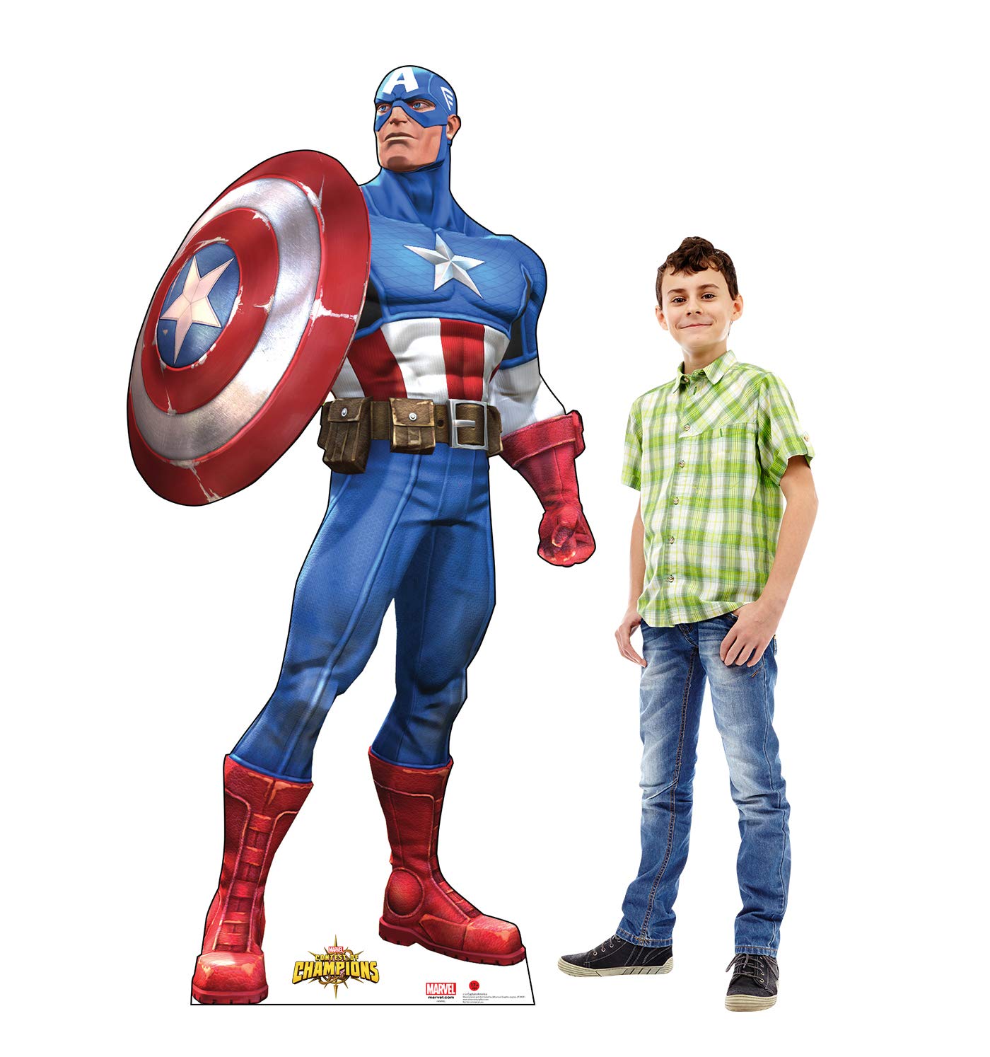 Marvel Contest of Champions Captain America Life-Size Cardboard Cutout Standee - Perfect for Movie Nights, Birthday Parties, and Superhero Themed Events