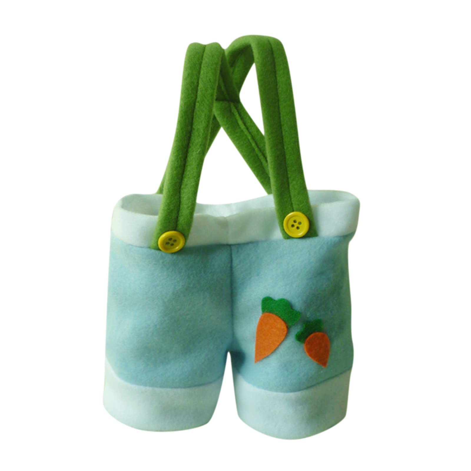 Easter Decor Gift Bags - Santa Pants Style Candy Tote Bags with Carrot & Egg Patterns - Holiday Party Favors & Treat Bags for Easter Egg Hunts, Classroom Rewards & Spring Celebrations (Blue)