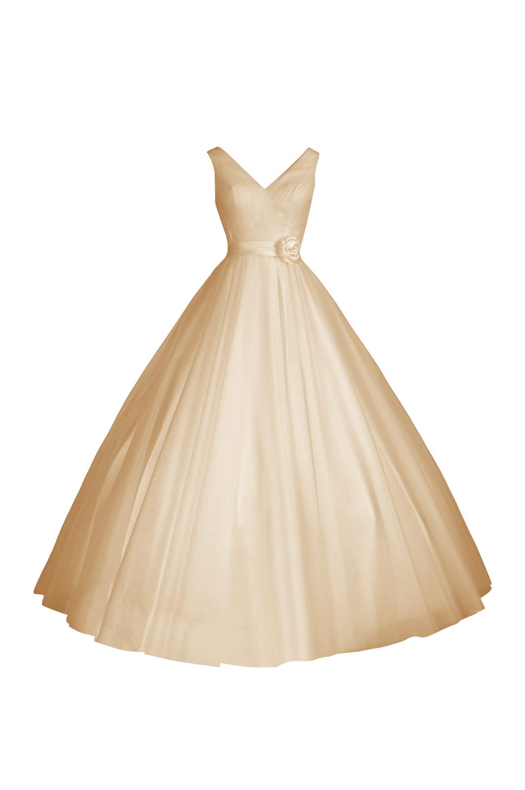 Elegant V-Neck A-Line Tea Length Wedding Dress for Bride - Simple & Chic Bridal Gown for Beach, Garden or Courthouse Weddings