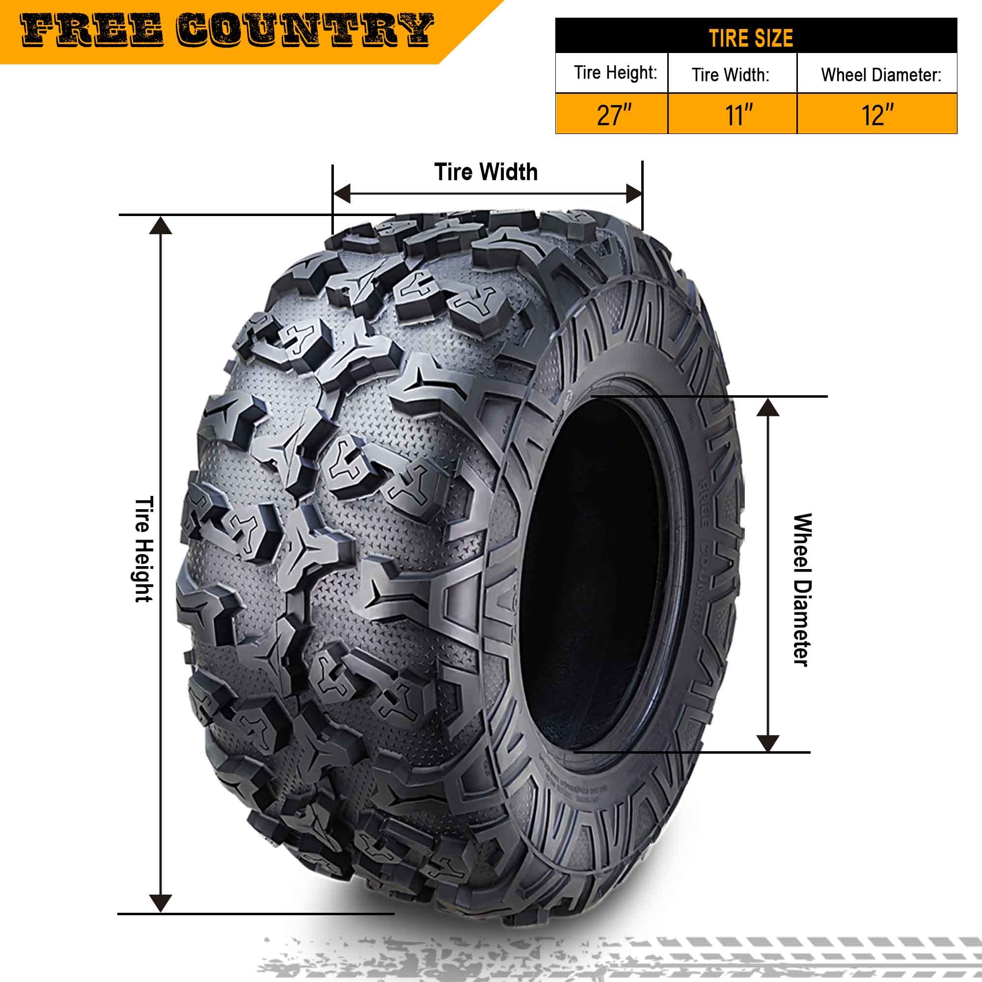 Premium ATV/UTV Tires Set of 2 - 27x11-12 8PR with Scuff Guard - All-Terrain Off-Road Tires for Dirt Bikes, ATVs, and Utility Vehicles - Ideal for Mud, Sand, and Rocky Trails