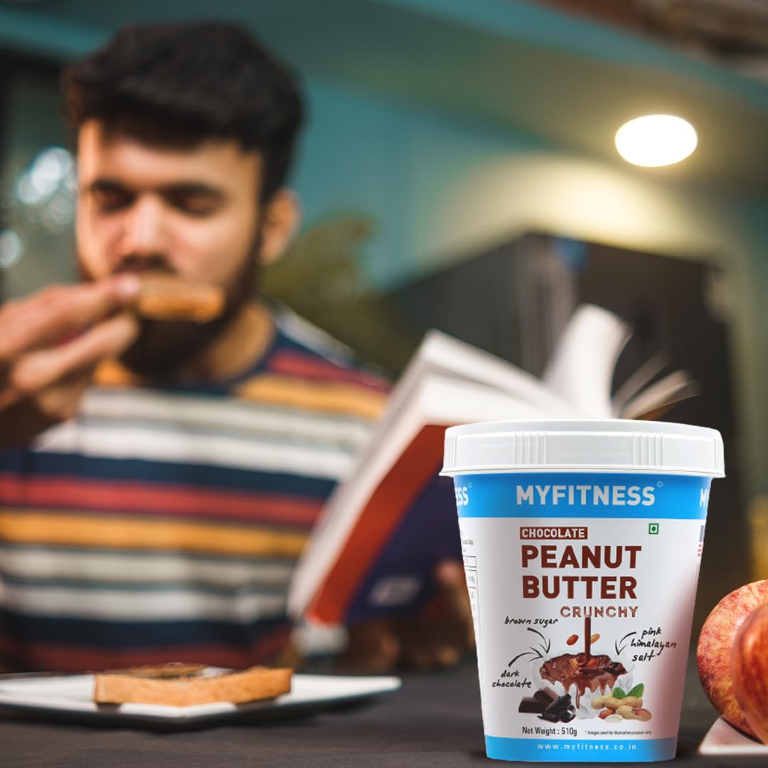 MYFITNESS Crunchy Peanut Butter Chocolate Protein Spread - Non-GMO, Gluten-Free, All Natural, No Preservatives - 1.25kg High Protein Snack for Fitness, Keto Diet & Healthy Breakfast