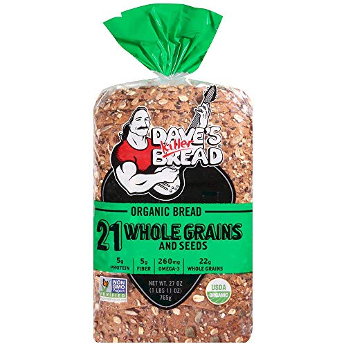 Organic Whole Wheat Bread with 21 Grains & Seeds - Dave's Killer Bread, 27 Oz (Pack of 8) - Perfect for Healthy Breakfast, Sandwiches & Family Meals