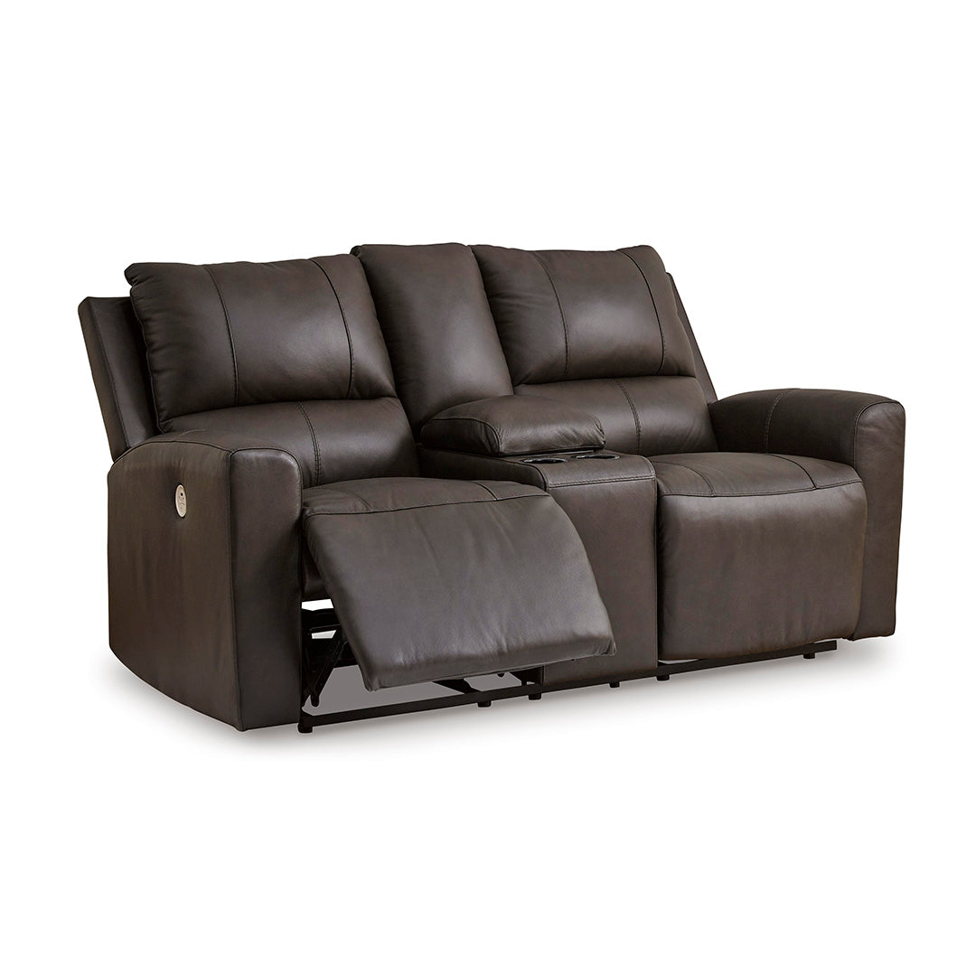Boxmere Power Reclining Loveseat with Console - Modern Electric Recliner Sofa for Living Room, Home Theater & Small Spaces - Comfortable PU Leather Sectional Couch with Cup Holders & USB Charging Ports