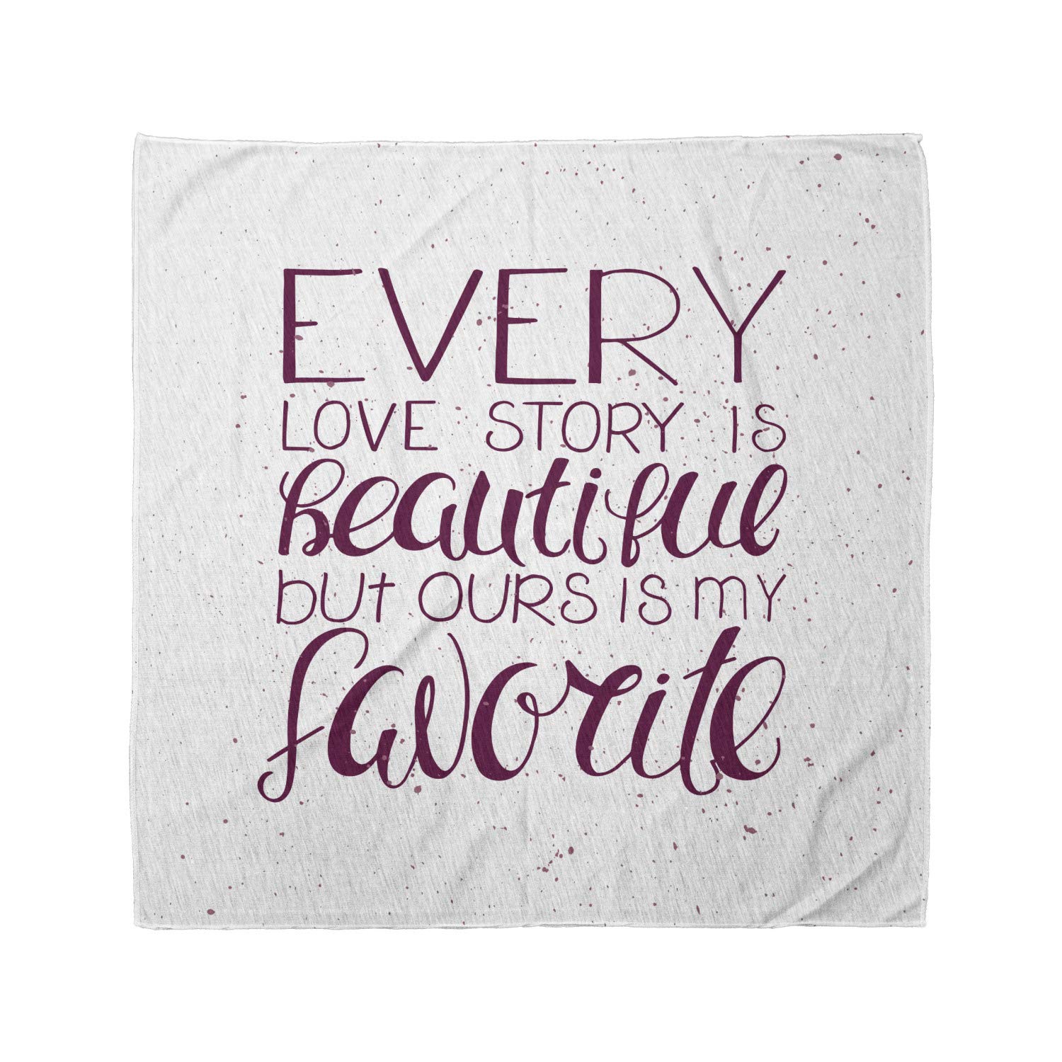 Ambesonne Romantic Bandana - Unisex Head & Neck Scarf with Love Quotes 'Our Story' - Perfect for Couples, Music Festivals & Outdoor Adventures