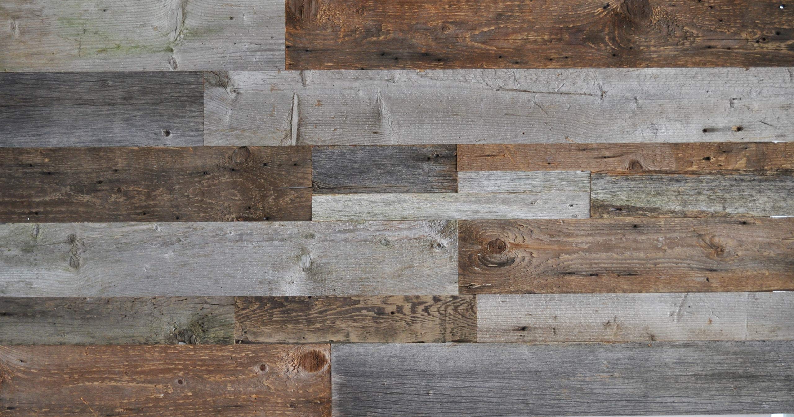 Reclaimed Barn Wood Wall Panels - Easy to Install Rustic Wood DIY Wall Covering for Feature Walls (20 Sq Ft - Mixed Width, Grey and Brown) | Perfect for Farmhouse, Industrial & Modern Home Decor, Accent Walls, Backsplashes & DIY Projects