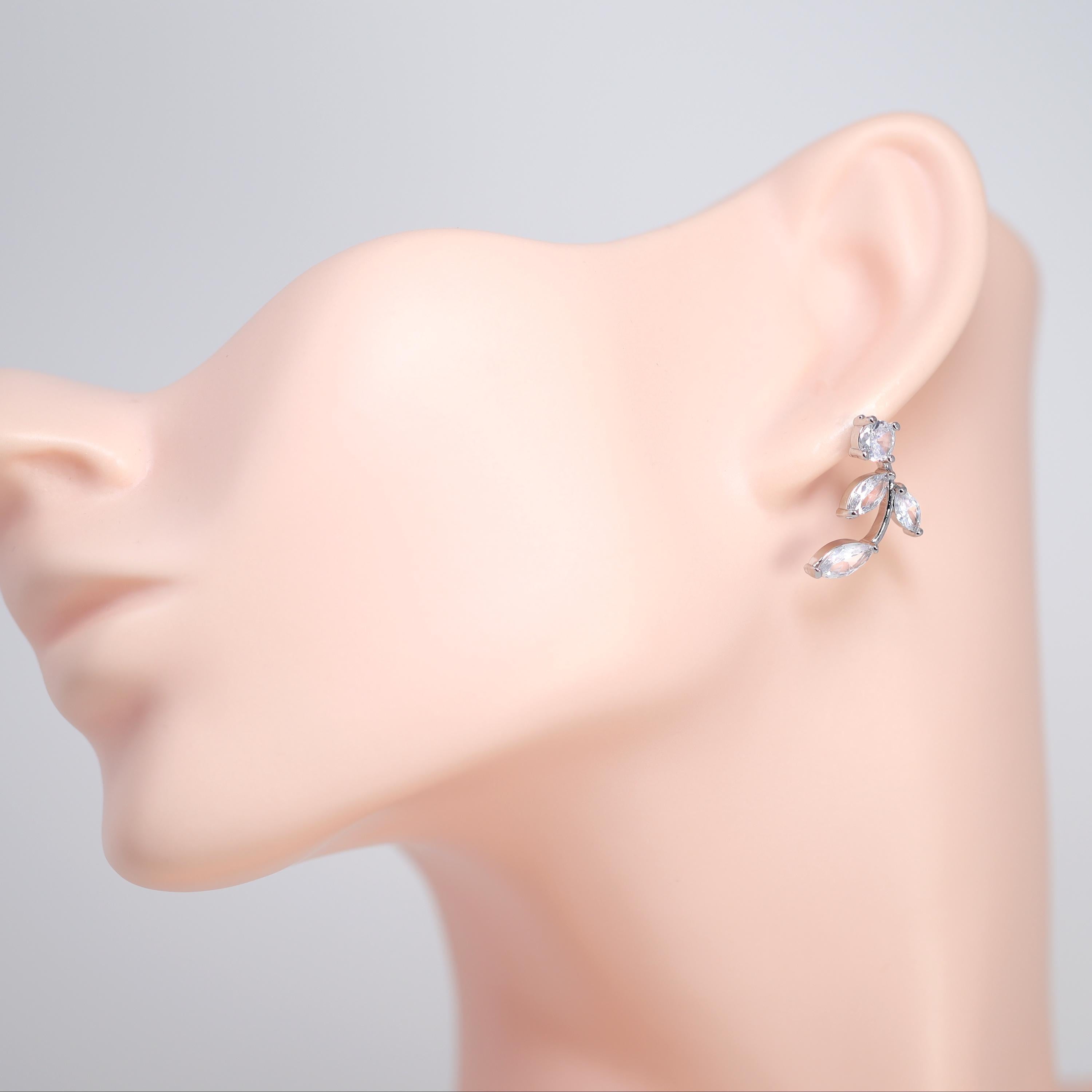 Swarovski Crystal Dainty Vine Leaves Necklace & Earrings Set - Nature Inspired Bridal Jewelry for Weddings, Parties & Special Occasions