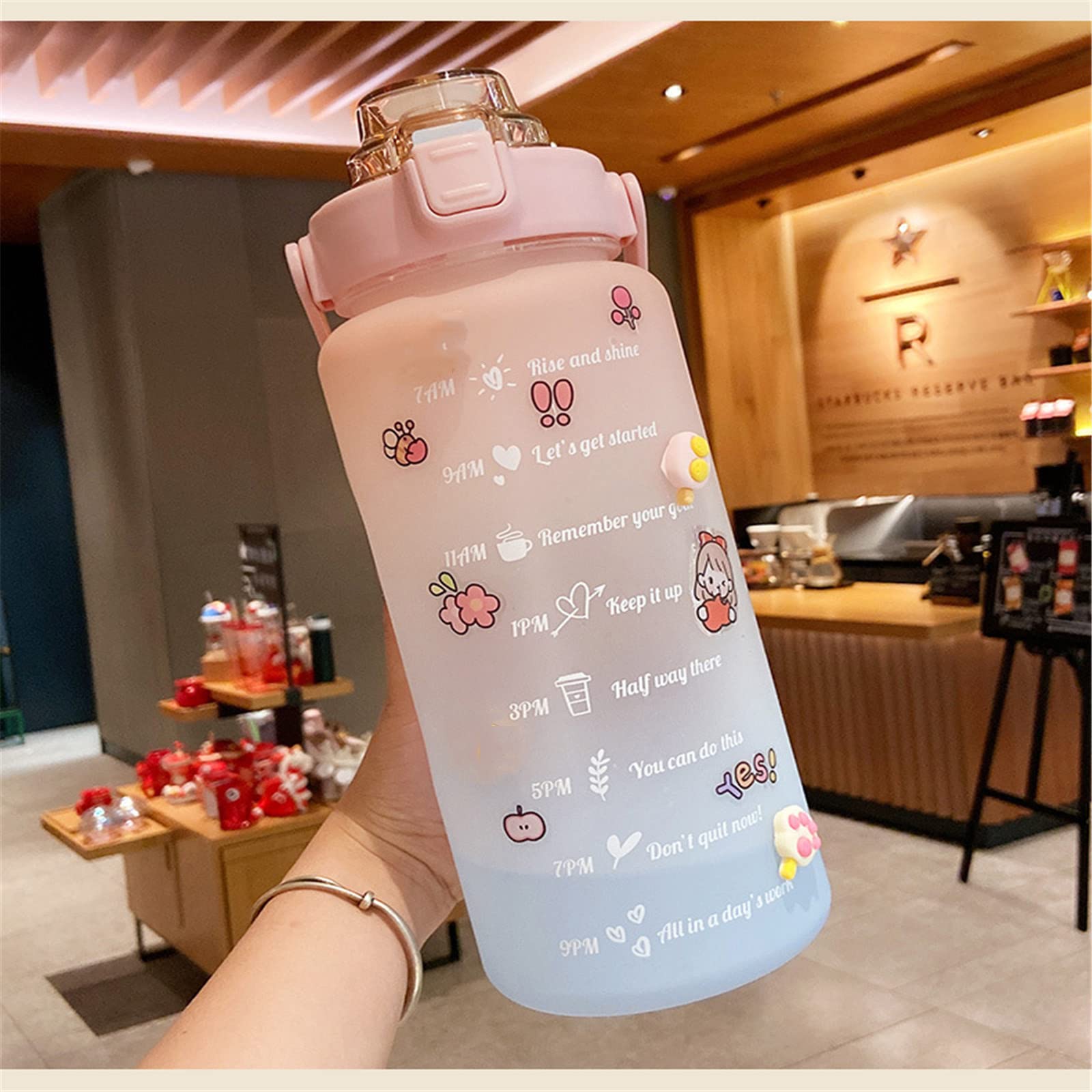 2L Sports Water Bottle with Time Marker & Straw - Large Capacity Leakproof BPA-Free Fitness Bottle for Gym, Cycling, Hiking - Keeps Drinks Cold for 24 Hours - Ideal for Workouts & Outdoor Activities