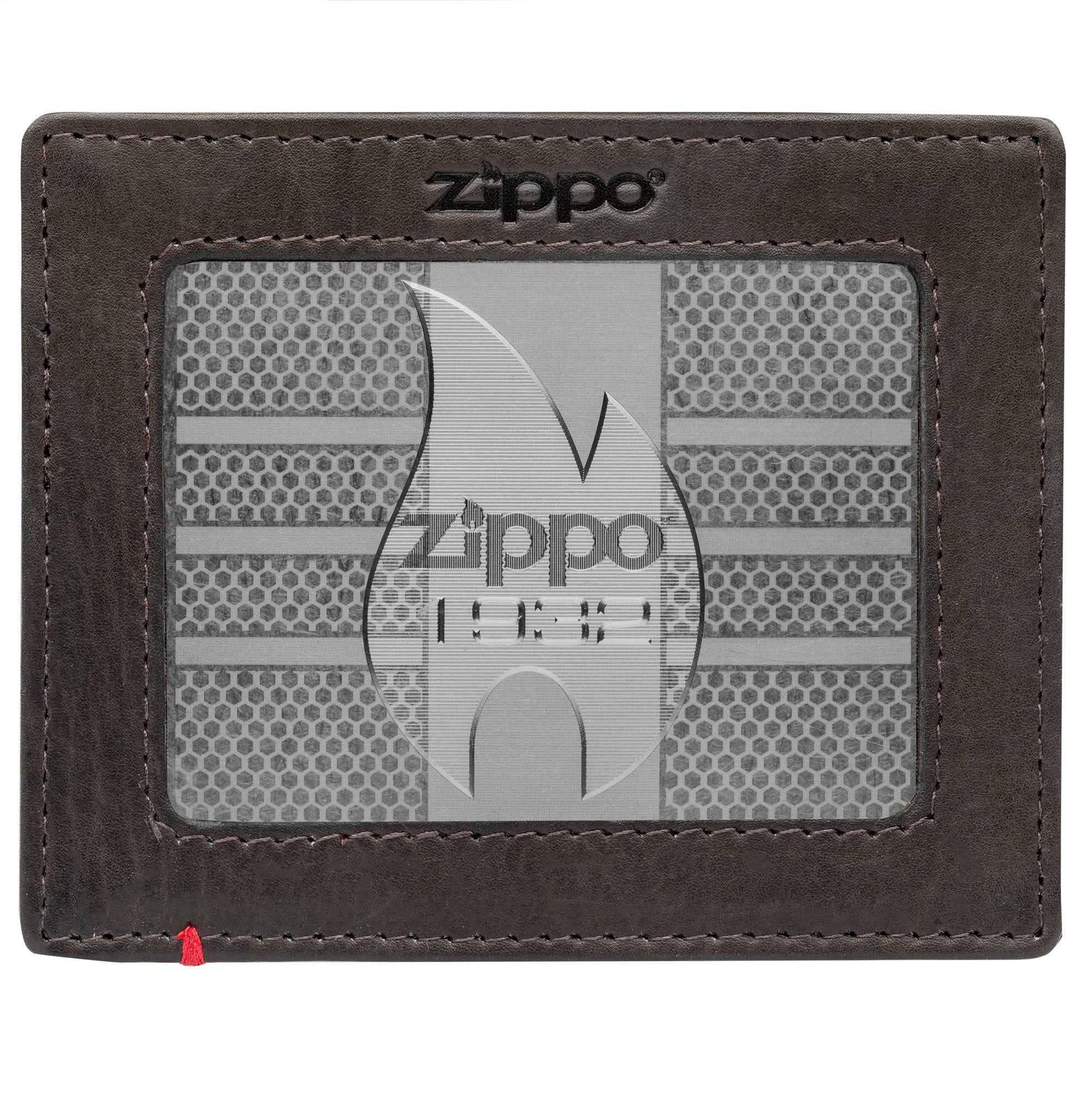 Vintage Zippo 1932 Replica Metal Plate Mocha Leather Wallet for Men - Perfect for Everyday Use, Travel & Gifting