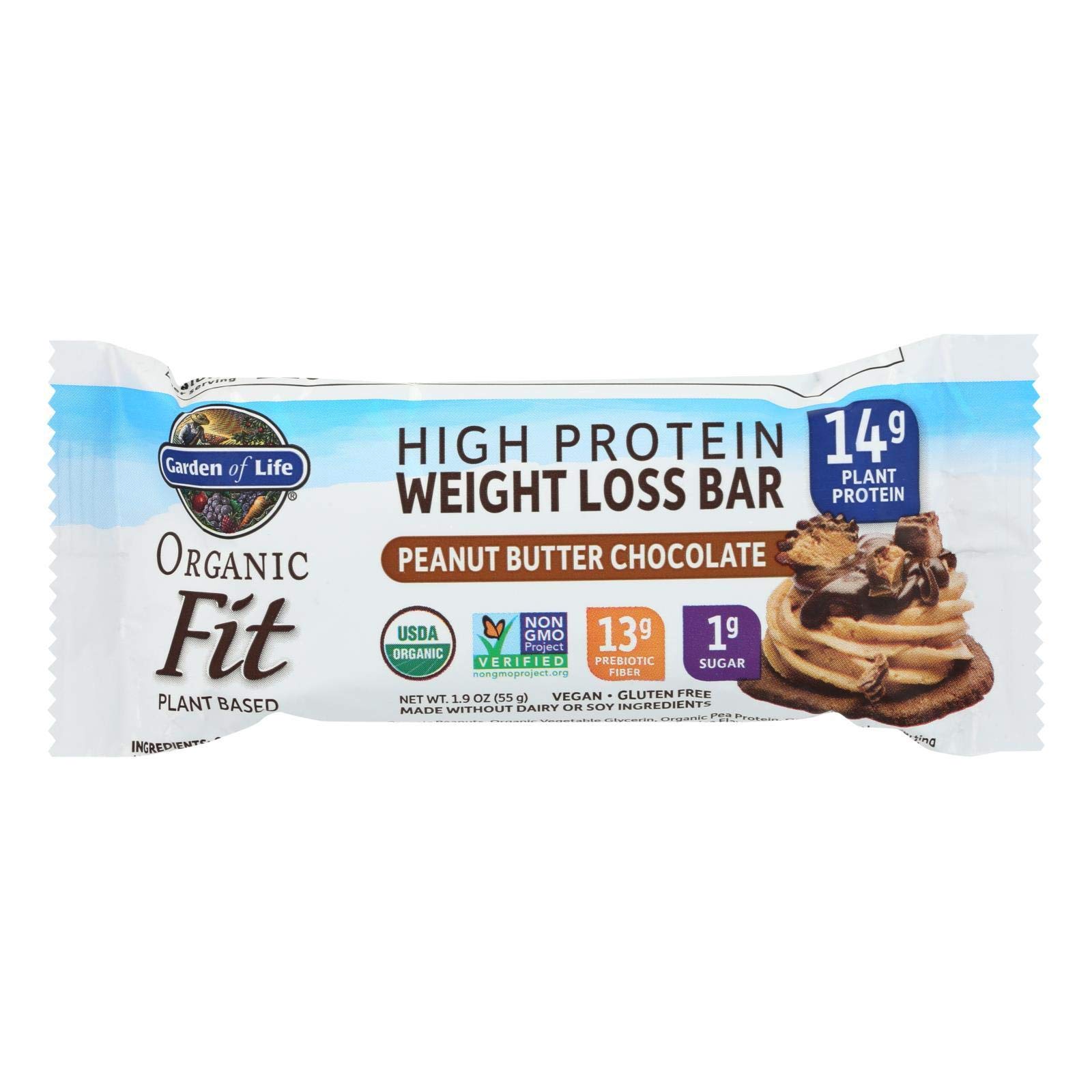 Garden of Life Fit High Protein Bar - Peanut Butter Chocolate Flavor, 12 Pack (1.9 oz Each) | Healthy Snack for Workout Recovery, Weight Loss & On-the-Go Nutrition