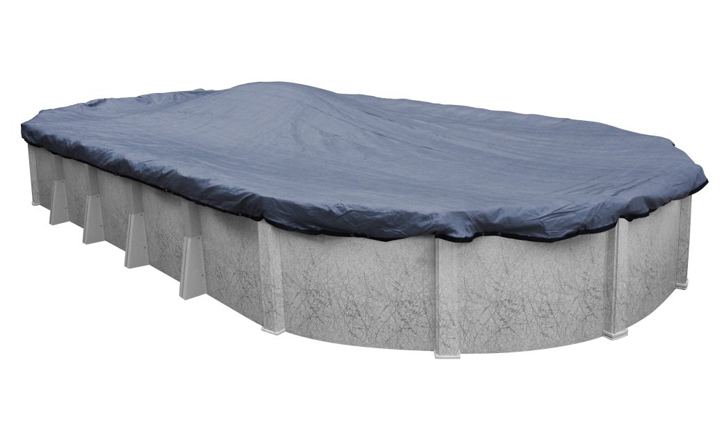 Robelle 421625-4 XL Winter Pool Cover for Oval Above Ground Swimming Pools - 16 x 25 ft, Heavy Duty Blue Mesh - Protect Your Pool from Leaves & Debris in Cold Weather