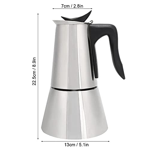 Electric Moka Pot 6-Cup Espresso Maker - Stainless Steel for Home & Cafe