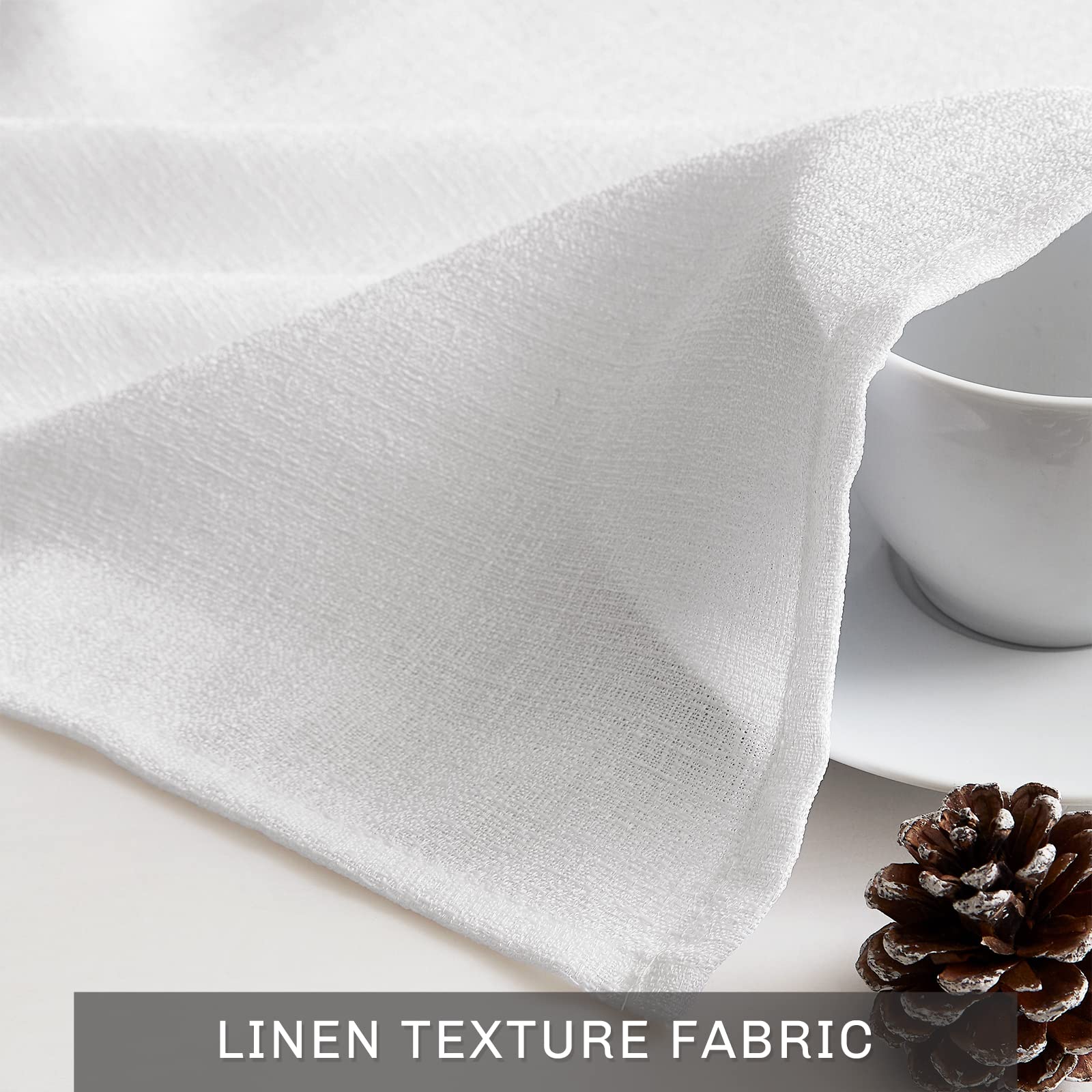 Melodieux White Semi-Sheer French Door Curtains 40 Inch Length - Linen Look Voile Drapes for Front Door, Patio & Sliding Glass Doors (25x40 Inches, 2 Panels) - Perfect for Living Room, Bedroom & Home Decor