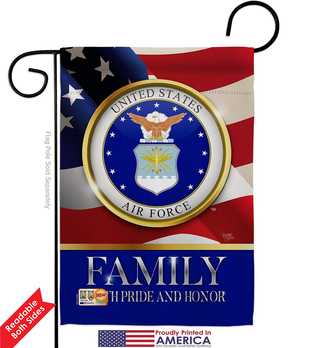 USAF Air Force Garden Flags Kit - Double-Sided 28x40 Inch American Military Veteran Yard Banner - Patriotic Armed Forces Decorative Gift for Home, Lawn & Garden - Made in USA for Veterans Day & Memorial Day