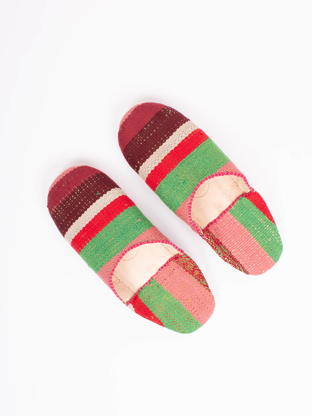 Moroccan Boujad Basic Babouche Slippers - Handmade Leather House Shoes for Men & Women | Comfortable Carnival Stripe Design | Perfect for Home, Lounge & Cultural Events