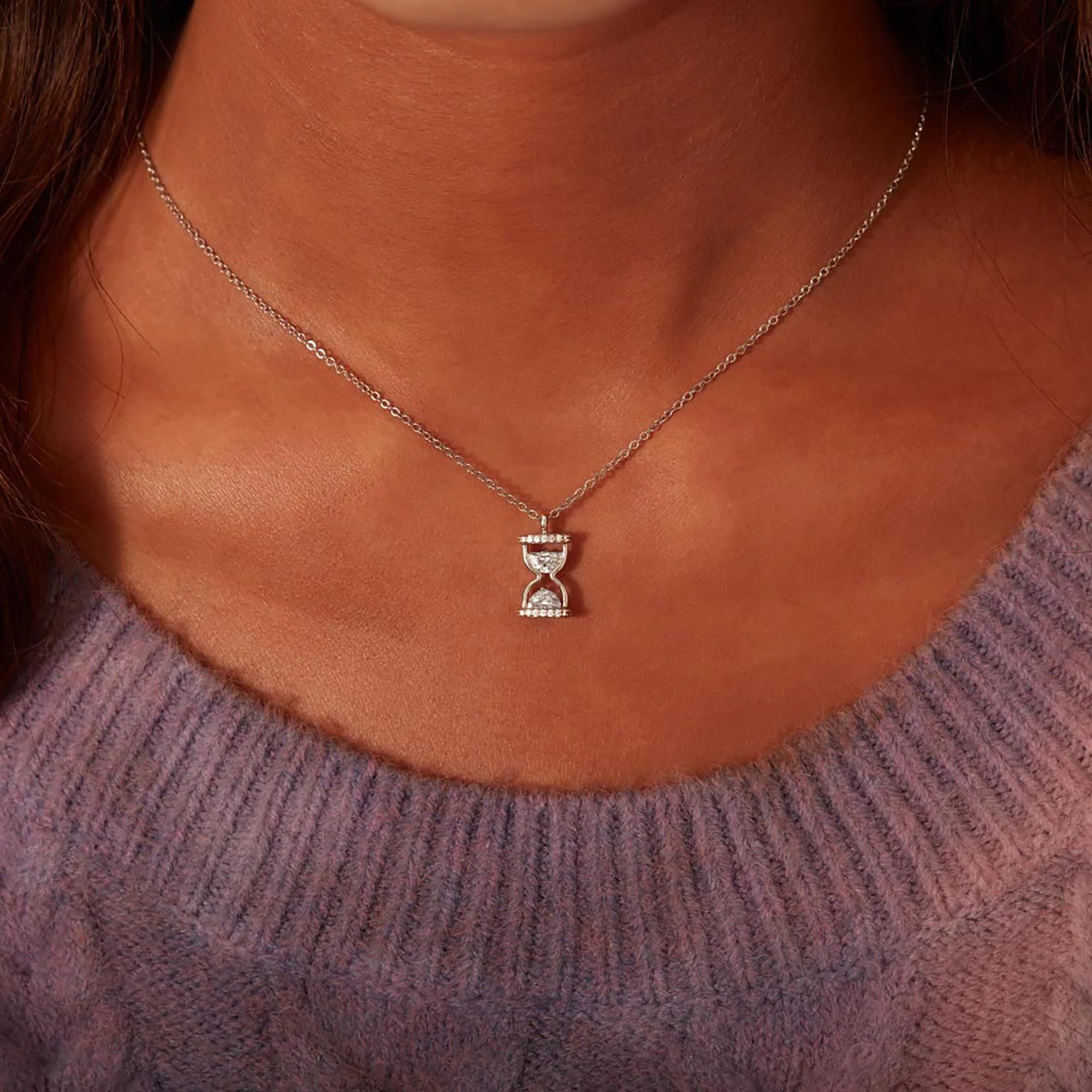 14K Gold Plated Sterling Silver Hourglass Pendant Necklace | Vintage Timepiece Jewelry for Women | Perfect Gift for Birthday, Anniversary & Special Occasions