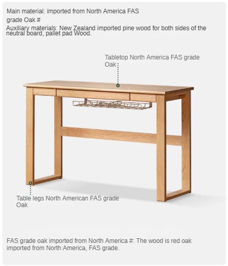 Solid Oak Retractable Writing Desk - Narrow Space-Saving Home Office Desk for Small Rooms & Apartments | Perfect for Study, Work & Remote Learning