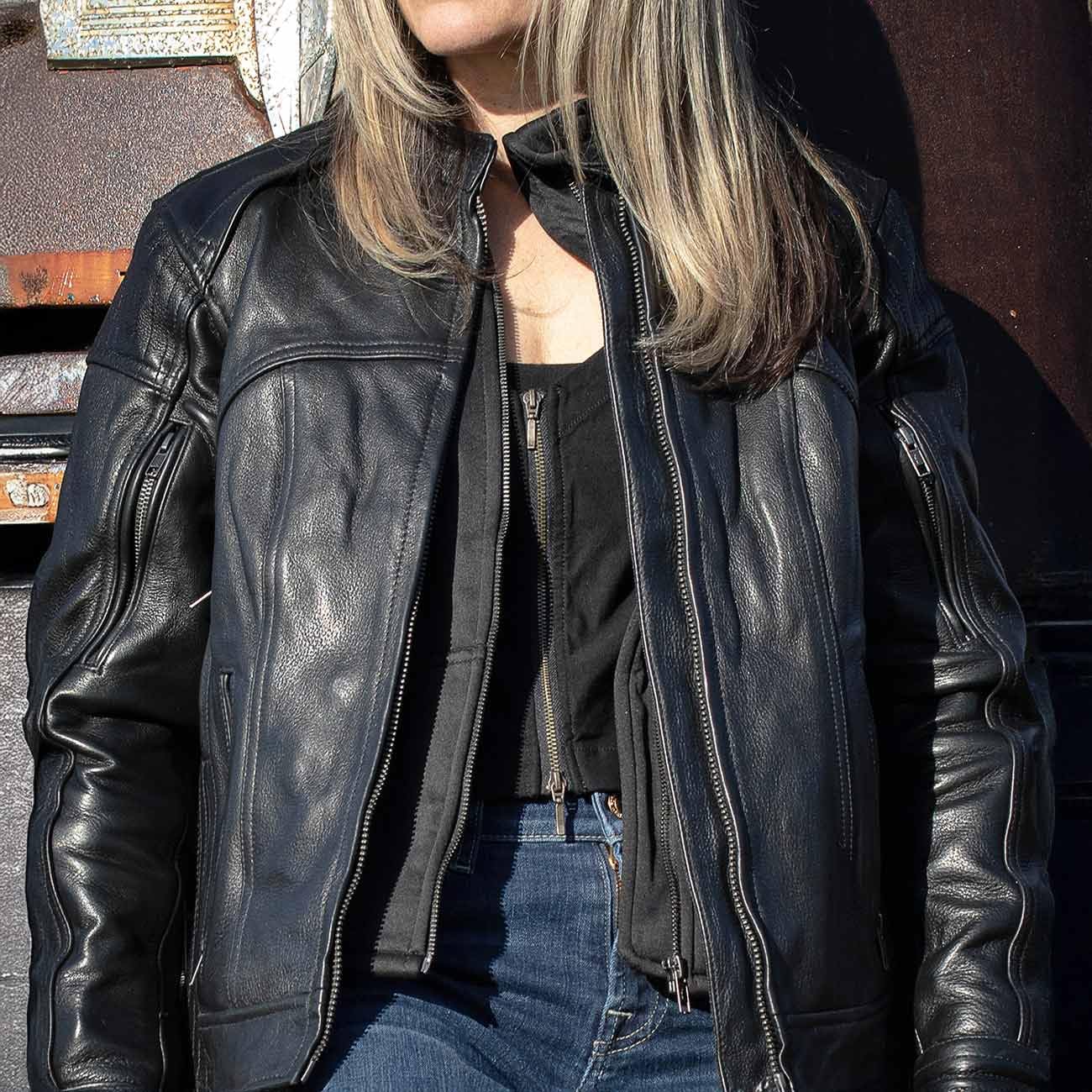 Milwaukee Leather Women's Vented Racer Jacket with Removable Hood - MLL2501 | Motorcycle Riding Jacket for Women | Perfect for Biking, Outdoor Adventures & Casual Wear