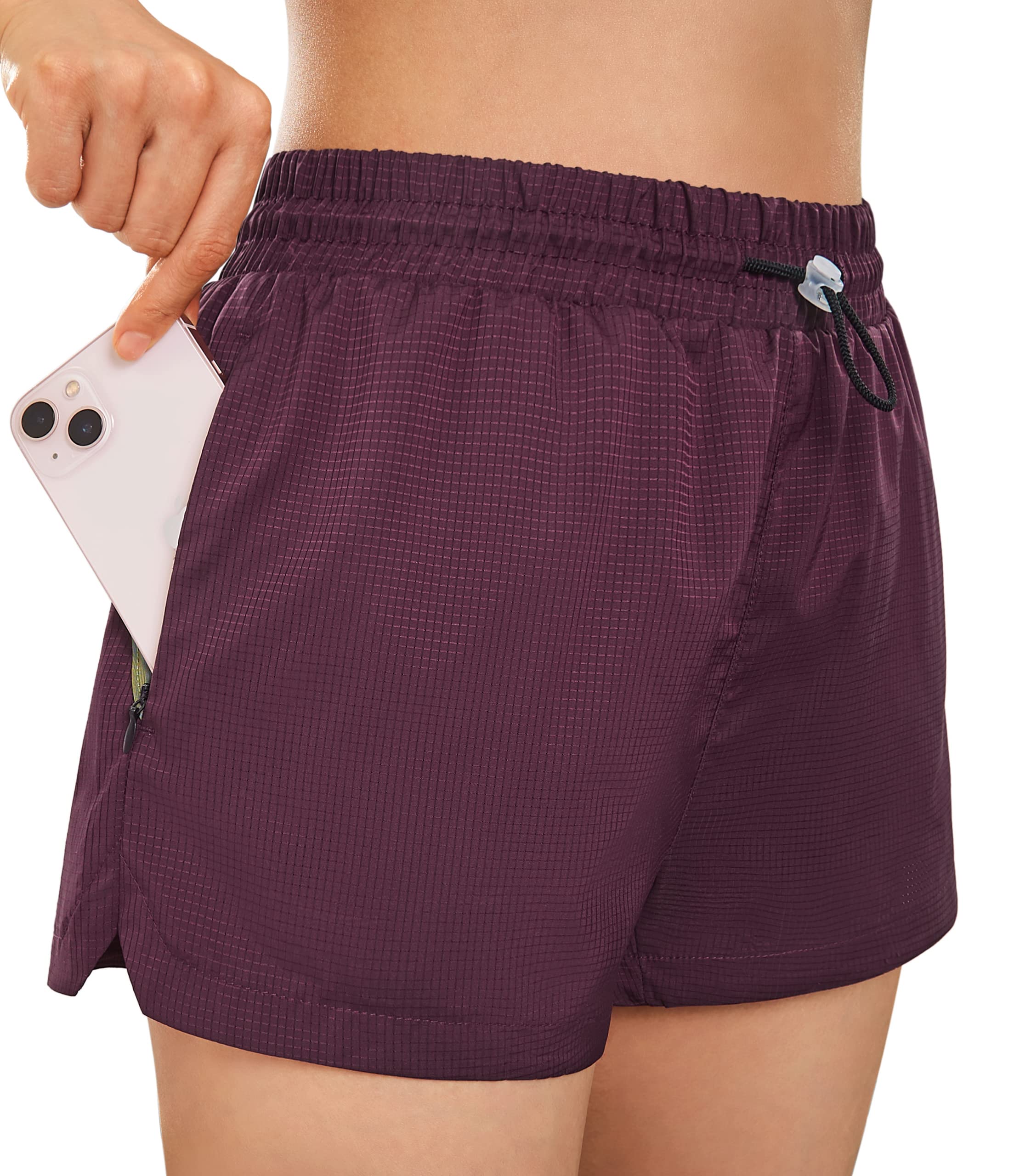 **PERSIT Women's Quick Dry Running Shorts with Drawstring & Side Pockets - Lightweight Athletic Shorts for Workout, Jogging, Yoga & Gym**    *(Use for running, fitness training, yoga sessions, or casual wear - breathable & comfortable for all-day active lifestyle)*