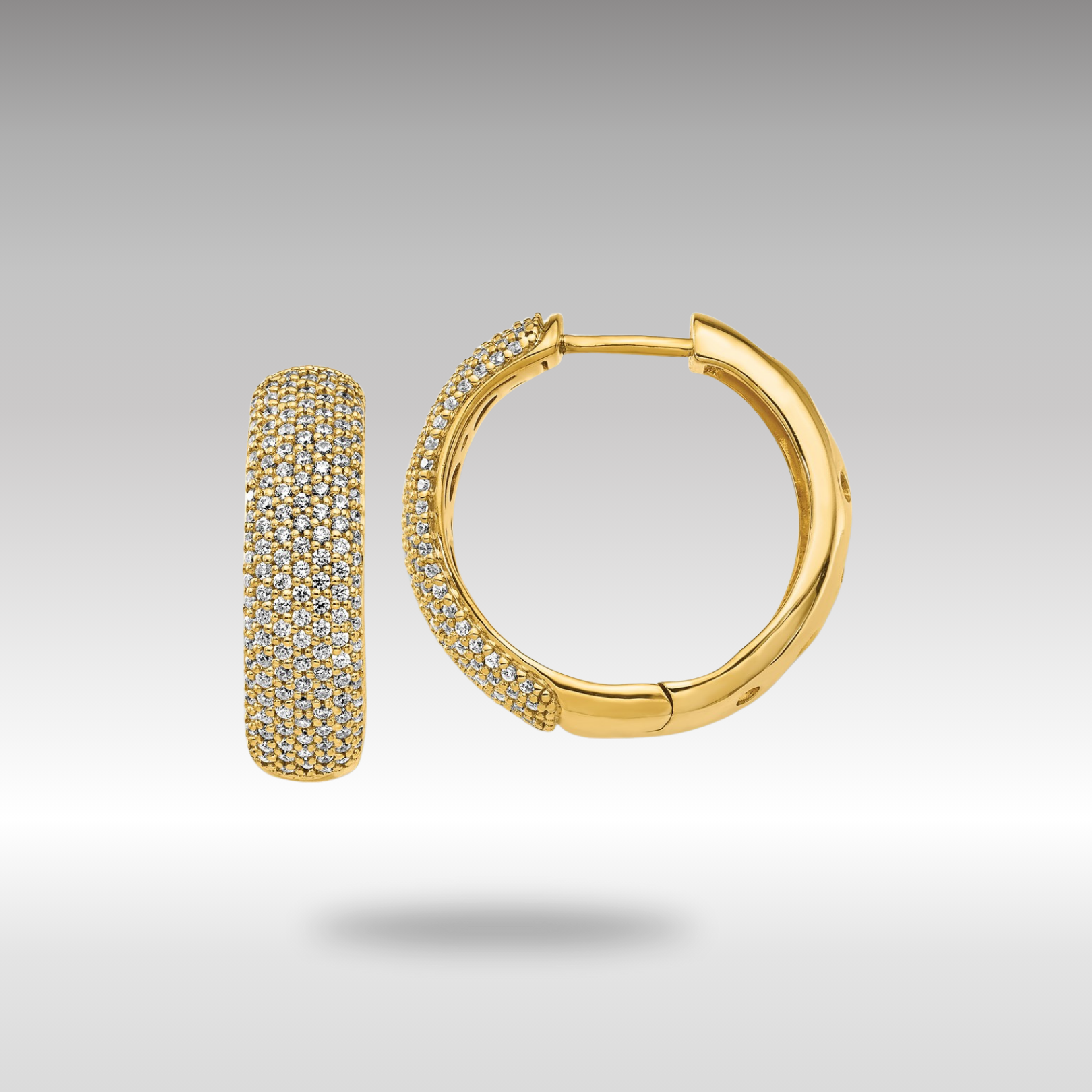 14K Gold Diamond Hinged Hoop Earrings for Women - Classic Dangle Hoops with Sparkling Stones - Perfect for Parties, Weddings & Everyday Elegance (Model EM5382)