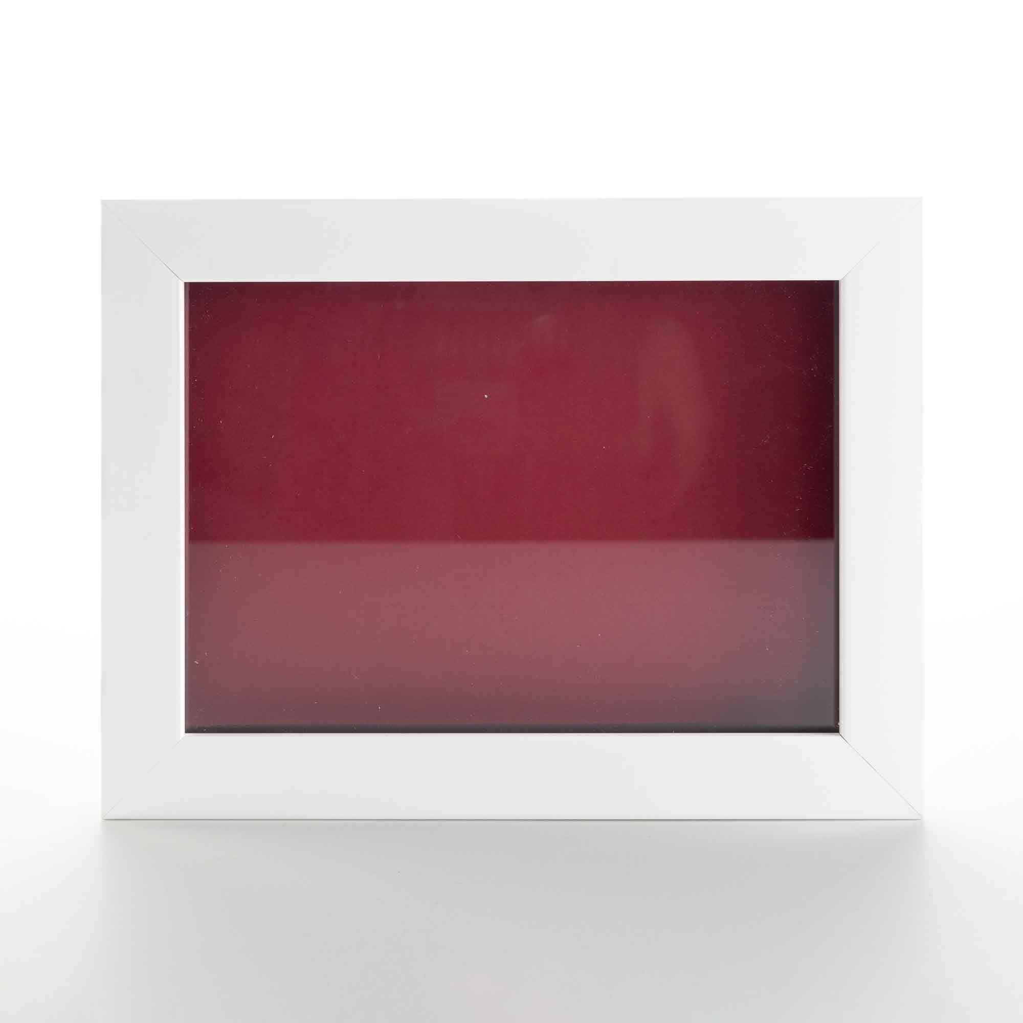 6x8 Inch White Solid Pine Wood Shadow Box Picture Frame - Acid-Free Red Backing, UV Protective Acrylic & Hanging Hardware - 0.75