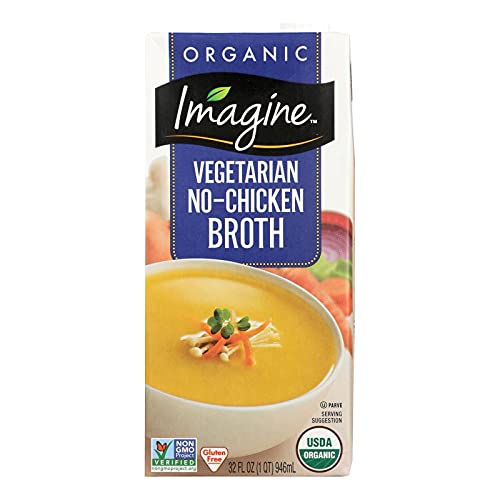 Imagine Foods Organic No Chicken Broth Soup, 32 Ounce (Pack of 12) - Vegan, Gluten-Free, Non-GMO Vegetable Stock for Cooking, Soups & Stews - Perfect for Vegan Recipes, Meal Prep & Healthy Eating