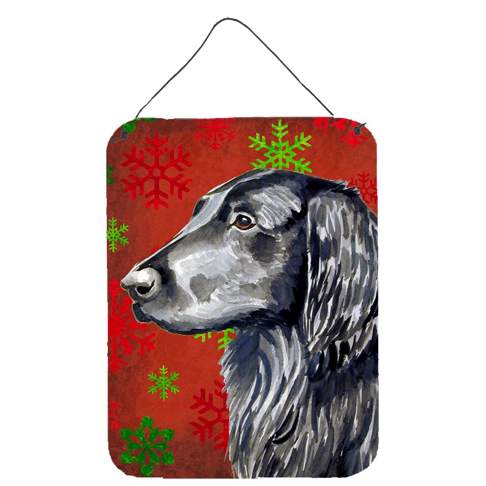 Caroline's Treasures LH9321DS1216 Flat Coated Retriever Red Green Snowflakes Holiday Christmas Metal Wall Decor - Aluminum Sign for Kitchen, Bar, Bathroom, Front Door - Perfect for Festive Home & Office Decor