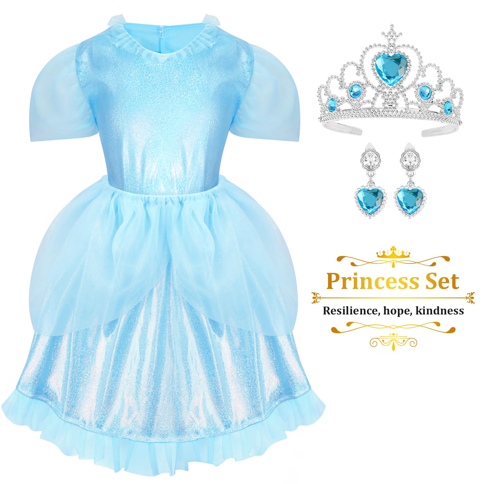 18-Piece Princess Dress Up Costume Set for Girls 3-6 Years Old | Pretend Play, Birthday & Christmas Gift | Toddler Role Play Outfits for Parties, Tea Time & Imagination Play