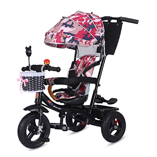 4-in-1 Multifunctional Baby Bicycle with Canopy & Swivel Seat - Adjustable Toddler Bike Toy Gift (Red) for Outdoor Play, Park Rides & Learning to Balance