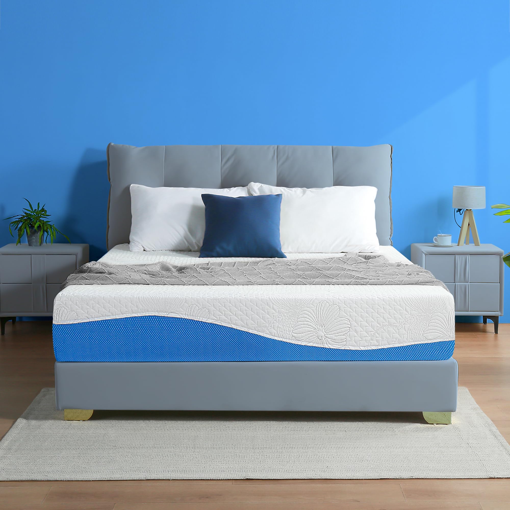 Olee Sleep 10 Inch Twin Size Gel Memory Foam Mattress - CertiPUR-US Certified, Medium Firm, Pressure Relief & Cooling Comfort - Perfect for Kids Rooms, Guest Beds & Small Spaces (Blue, Bed-in-a-Box)