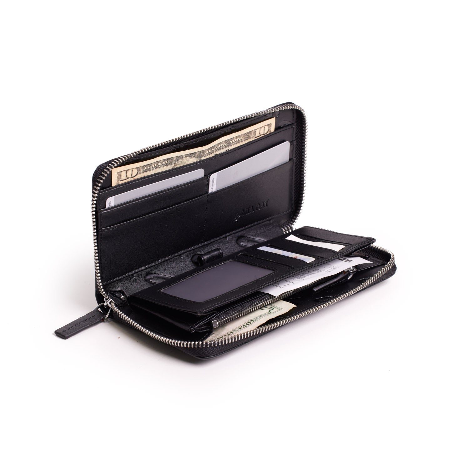 Premium Monogram Leather Wallet for Men - Matte Black RFID Blocking Slim Bifold Wallet - Perfect for Everyday Use, Travel & Business