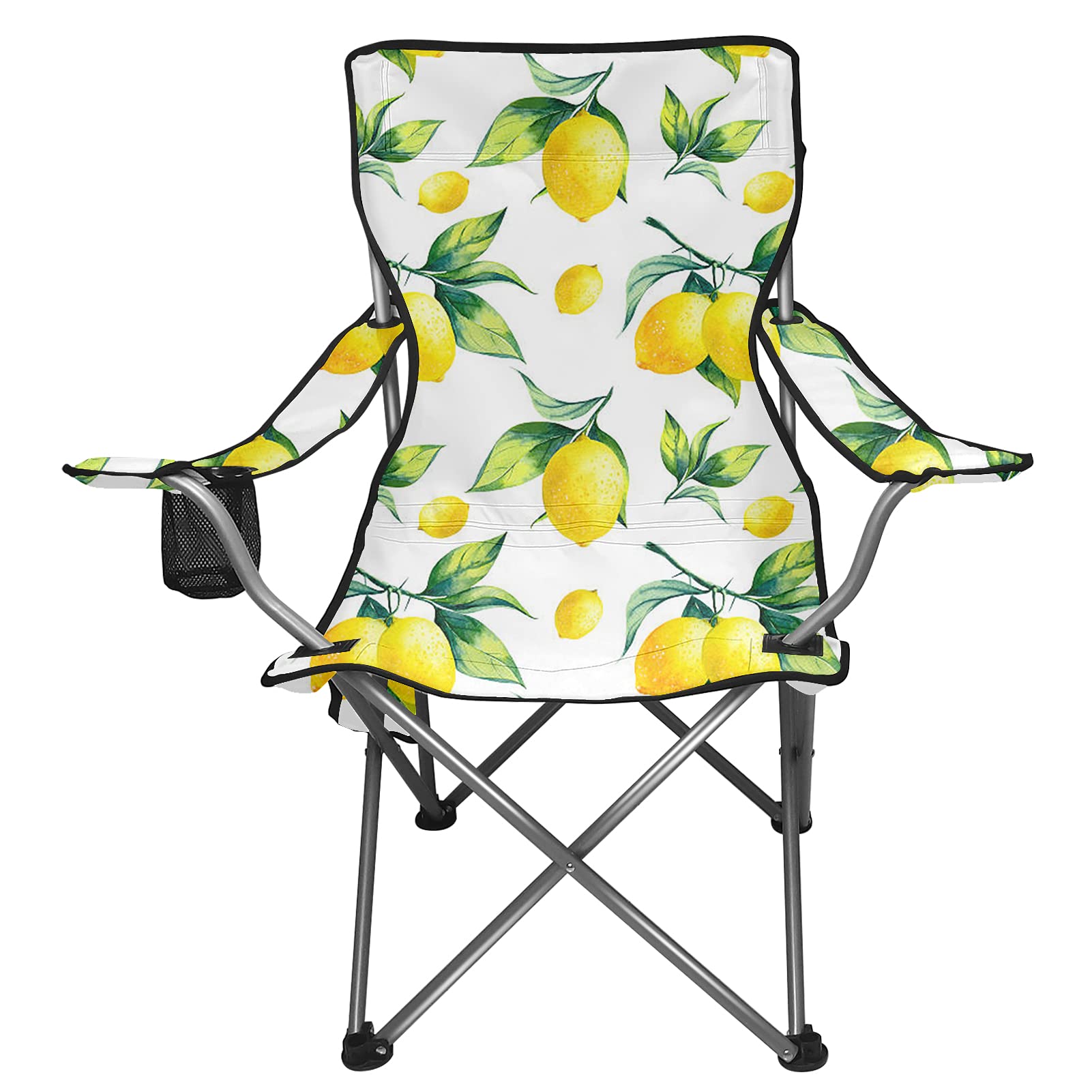 Frestree Portable Lemon Beach Chair with Storage Bag - Comfortable Arm Chair for Camping, Hiking, Picnics & Outdoor Relaxation - Includes Padded Seat & Carry Bag - Perfect for Beach, Backyard & Travel Adventures