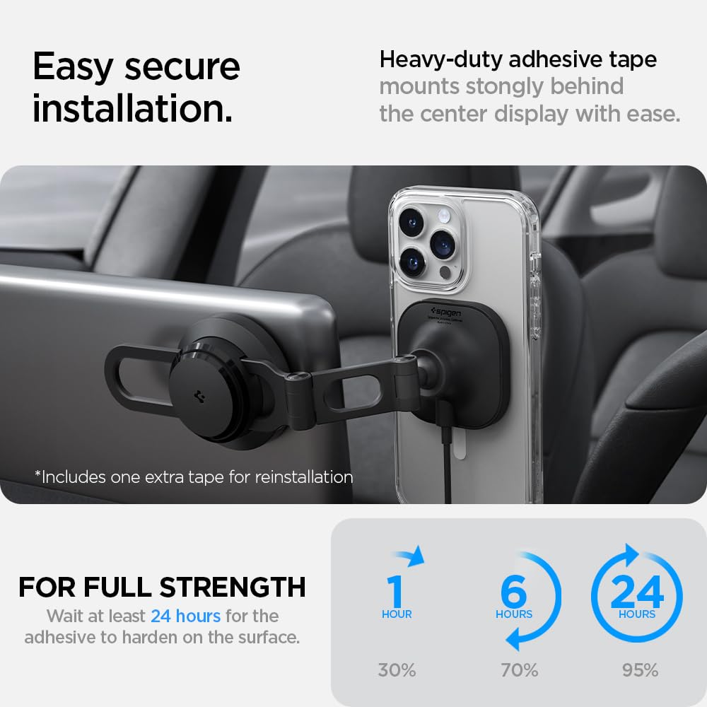 Spigen OneTap Pro 3 Wireless Car Charger for Tesla with MagSafe Compatibility - iPhone 16 Pro Max/16 Pro/16 Plus/16/15/14/13/12 (Dashboard Screen Mount) - Perfect for Hands-Free Charging While Driving