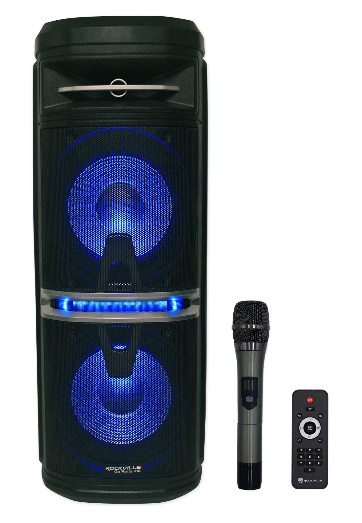 Rockville Go Party X10 Portable Bluetooth Speaker - 1000W Dual 10