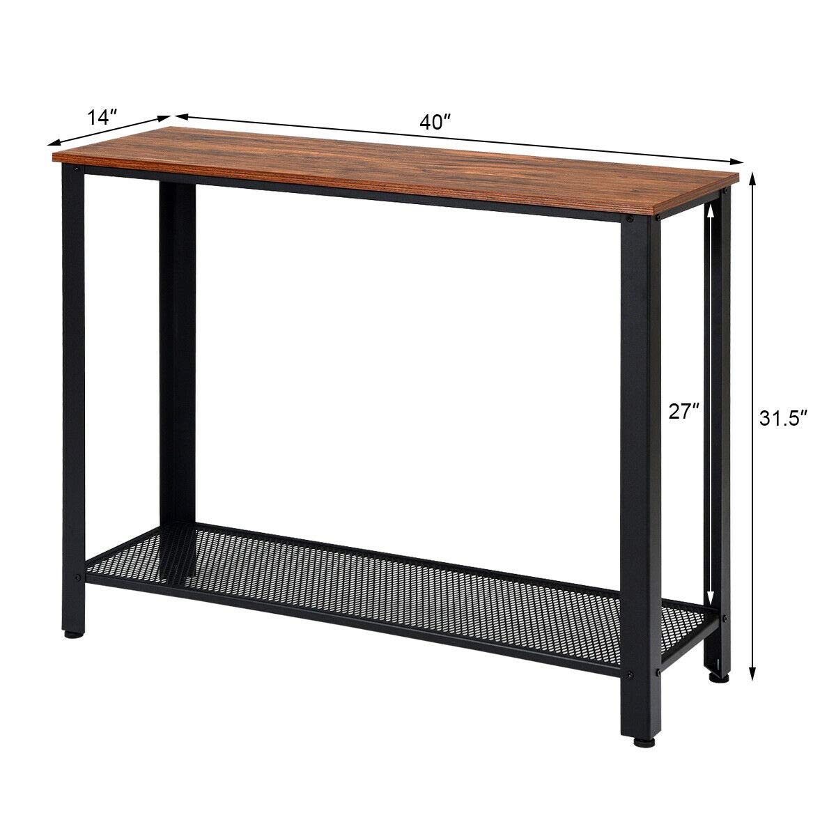 Vintage Style Console Table with Storage Shelf - Sturdy Metal Frame & Wood Top - Durable, Scratch-Resistant, Easy to Clean - Perfect for Entryway, Living Room, Bedroom - Black