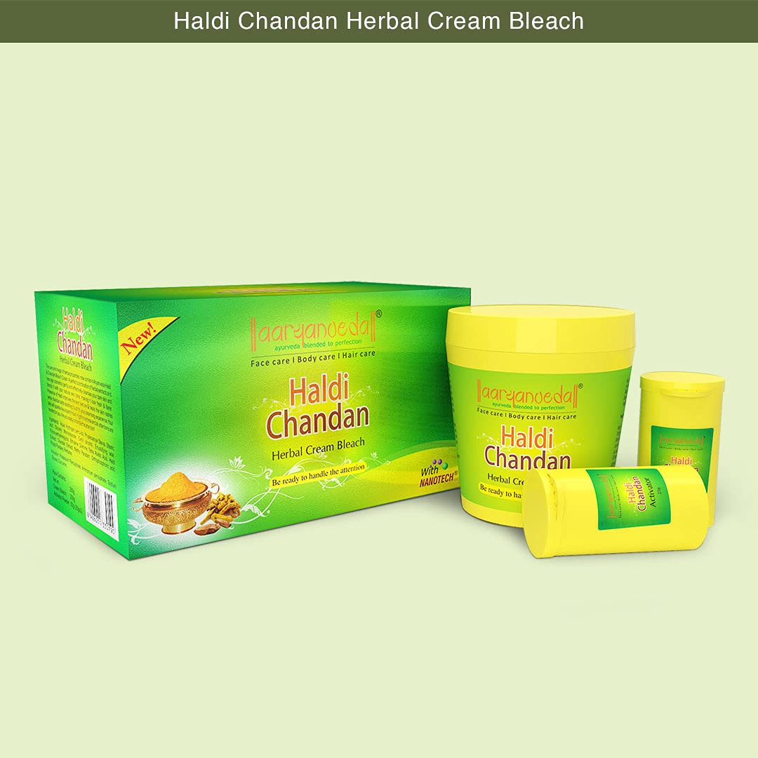 Aryanveda Herbals Haldi Chandan Face Bleach Cream 250g & SPF 40 Sunscreen Lotion 60g - Natural Skin Brightening & Sun Protection for Glowing Complexion | Perfect for Daily Skincare & Outdoor Activities