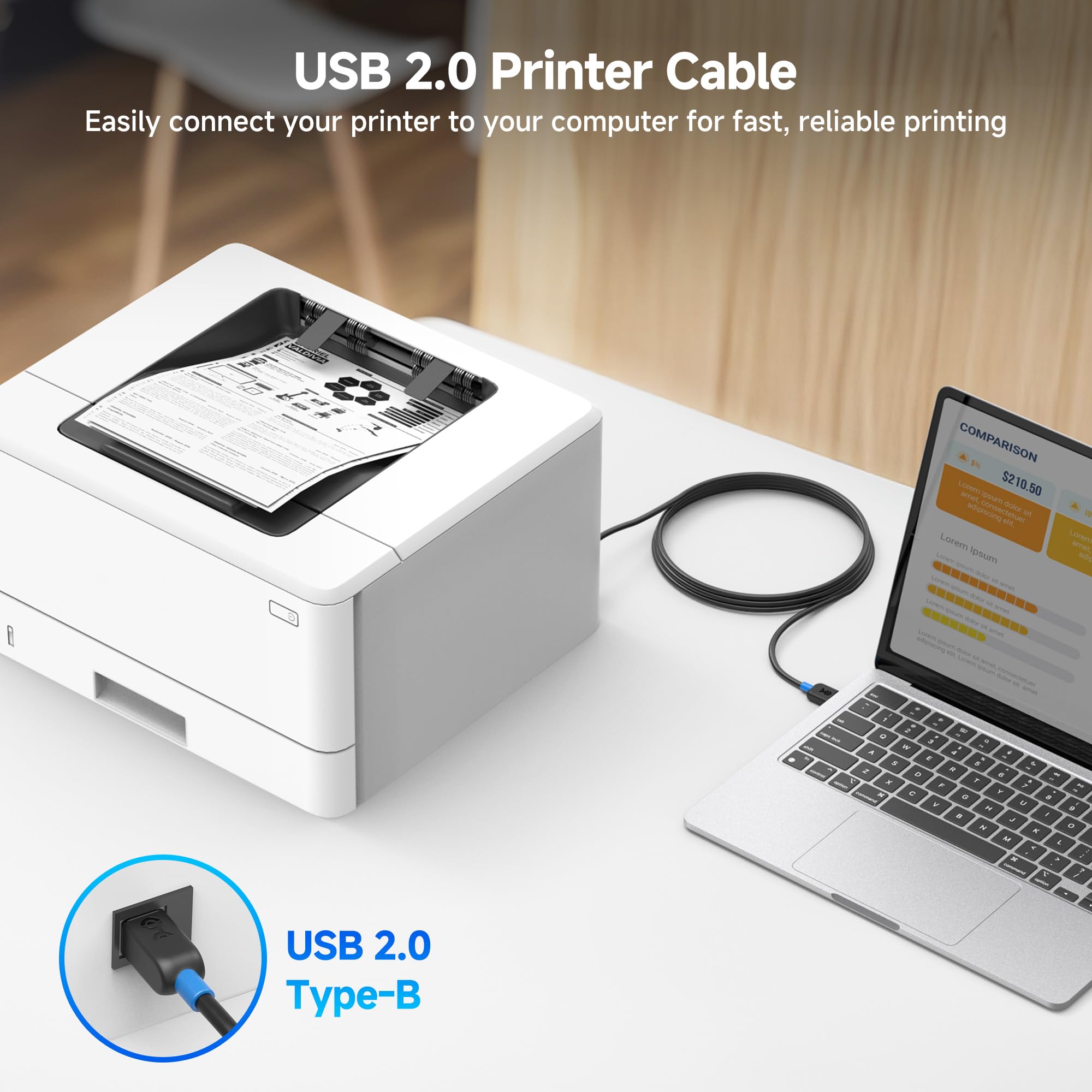 Cable Matters 3-Pack 3ft USB A to B Cable - High-Speed Printer Cable for HP, Epson, Canon Printers | Compatible with External Hard Drives, Audio Interfaces, Scanners & MIDI Devices | Durable Black USB 2.0 Cable for Home Office & Studio Setup