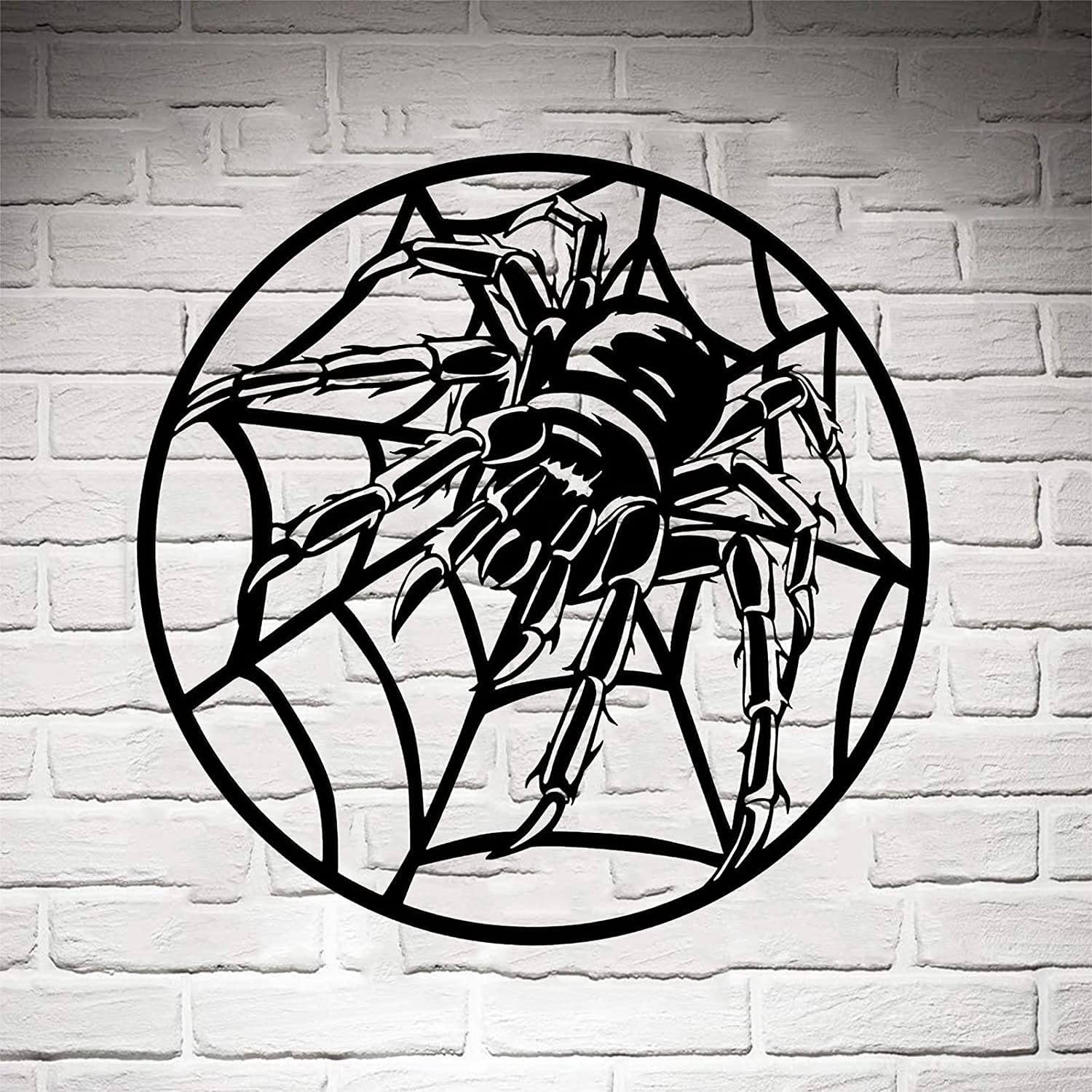Premium 3D Spider on Spiderweb Metal Wall Art - Halloween Home Decor for Bedroom, Living Room & Office - Contemporary Gothic Wall Sculpture for Halloween, Horror & Gothic Themed Spaces