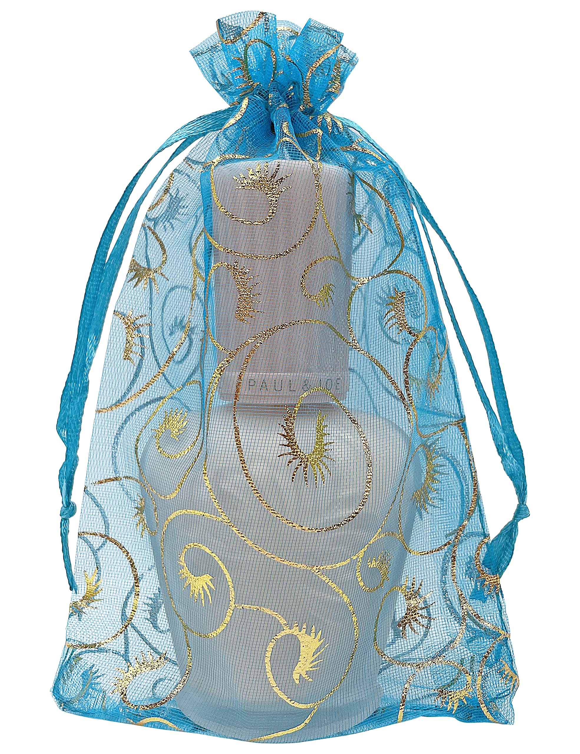 100PCS 4x6 Inch Turquoise Organza Drawstring Bags - Jewelry Gift Bags, Wedding Party Favors, Small Mesh Pouches for Bridal Shower, Baby Shower & Birthday Party Decorations