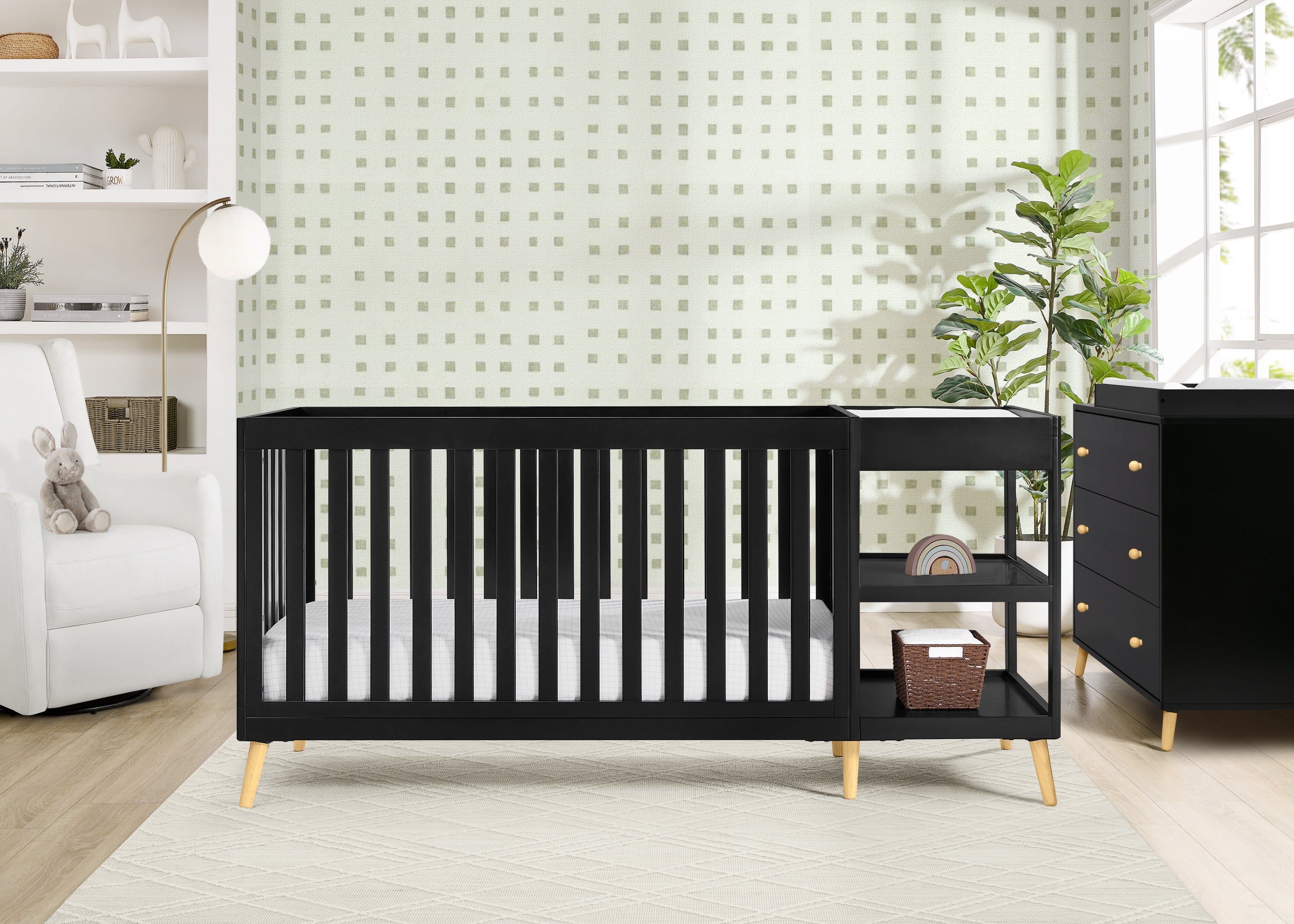 Essex 4-in-1 Convertible Baby Crib with Changer - White Nursery Furniture for Newborn to Toddler | Perfect for Bedroom, Daycare & Nursery Decor