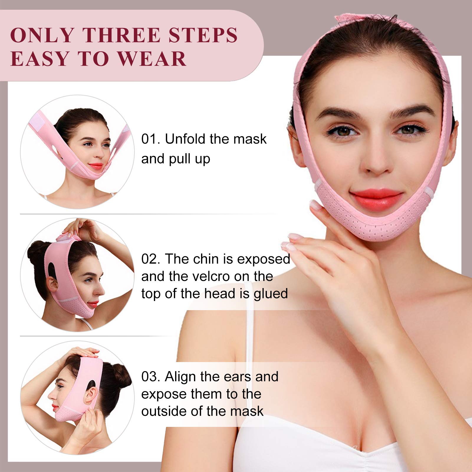 Facial Slimming Strap for Women - Double Chin Reducer & V-Line Lifting Belt | Pain-Free Face Tightening, Anti-Aging & Skin Firming | Reusable for Sagging Skin Care | Perfect for Daily Use, Beauty Routine & Anti-Wrinkle Treatment