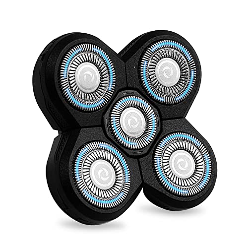 5-in-1 Replacement Blades for Electric Shaver - Bald Head & Facial Hair Trimmer - Easy Installation Razor Heads - Perfect for Home Grooming & Travel Shaving