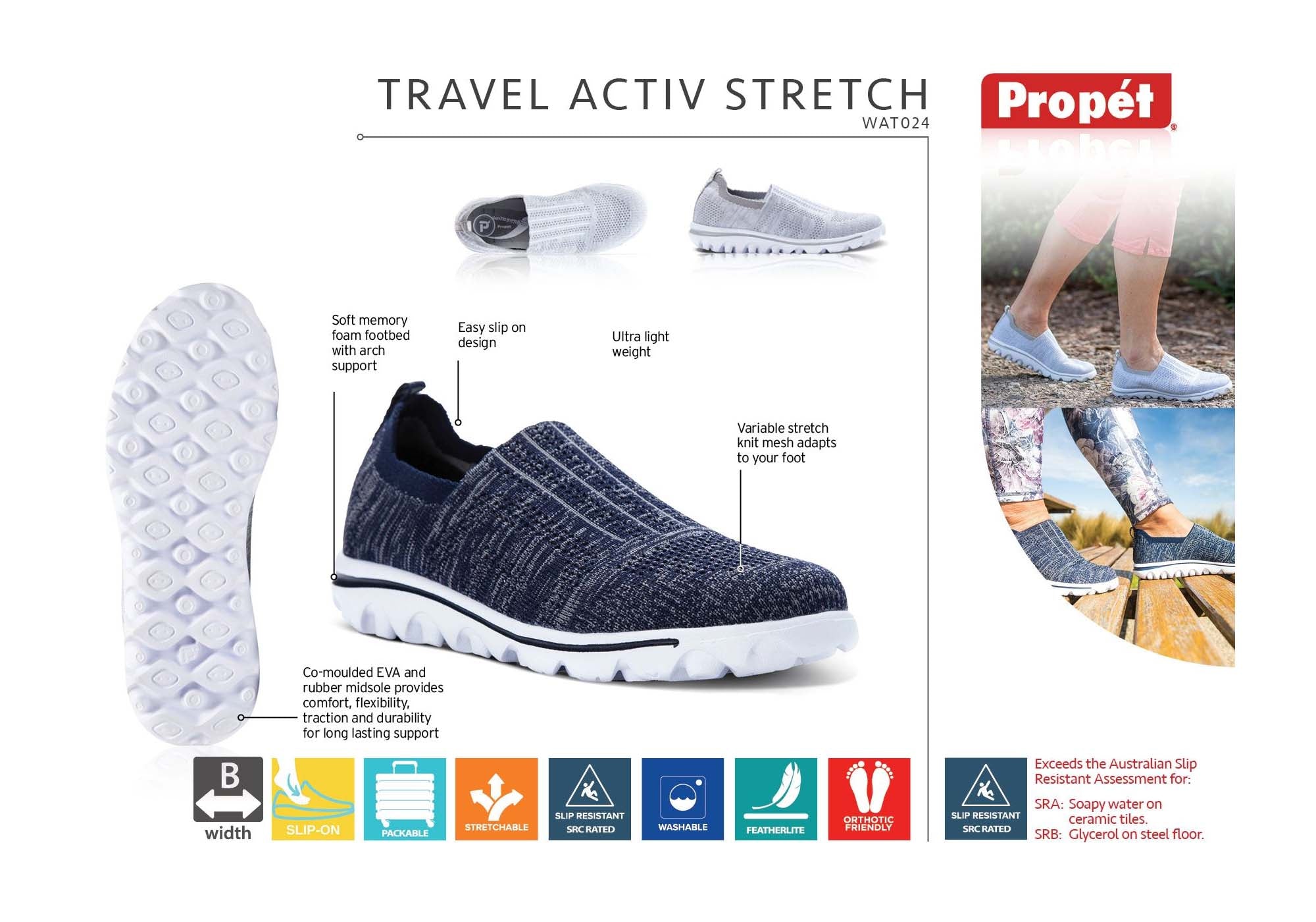 Propet Women's TravelActive Slip-On Shoes - Comfortable Stretch Walking Shoes for Travel, Work & Casual Wear