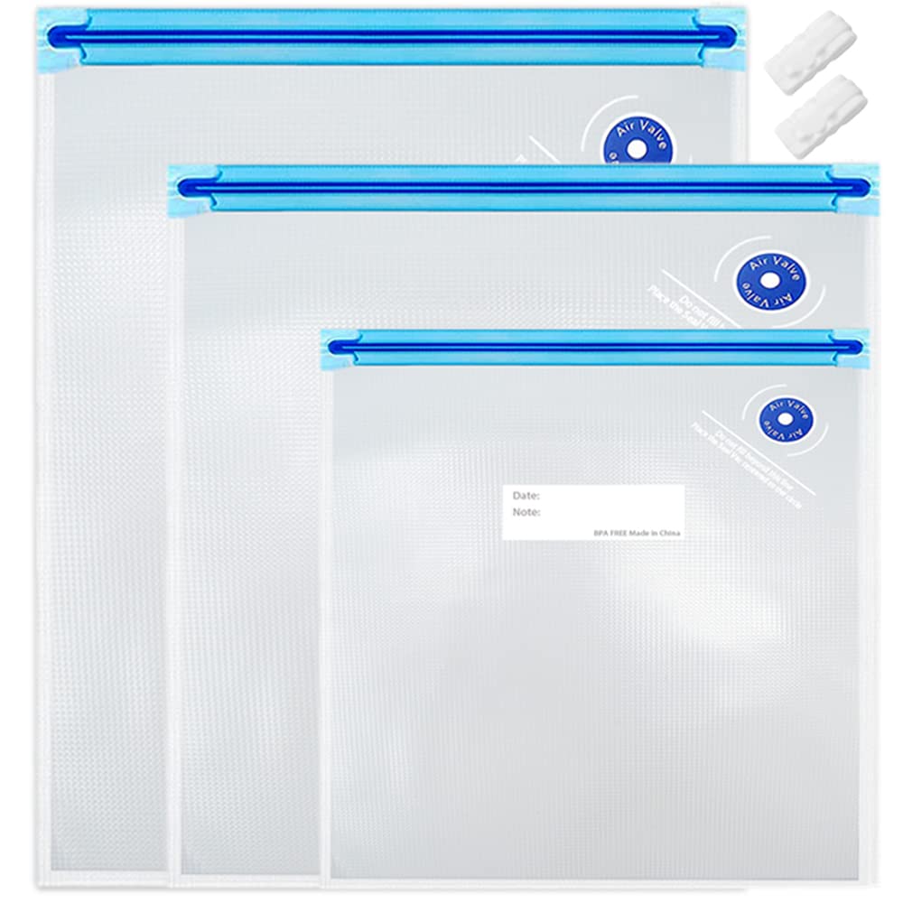 BPA-Free Reusable Vacuum Sealer Bags - 18pcs Sous Vide Cooking Bags (3 Sizes) for Food Storage & Meal Prep | Compatible with Anova & Joule Cookers + 2 Sealing Clips | Perfect for Home Kitchens, Camping & Sous Vide Cooking