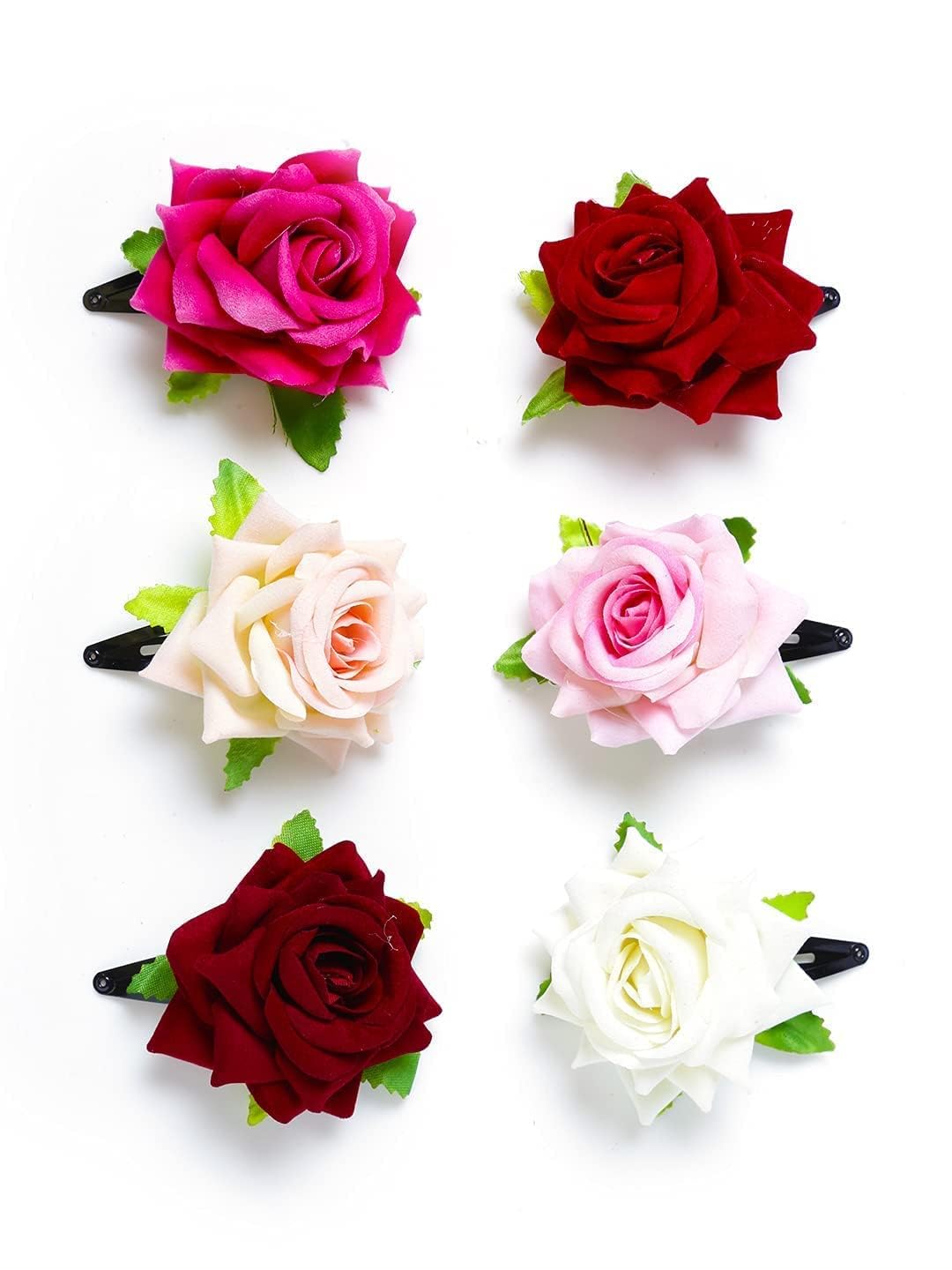 Rubella Hair Clips - 5pcs Colorful Flower Rose Hair Accessories Set for Women & Girls | Perfect for Bridal, Wedding, Party & Everyday Use
