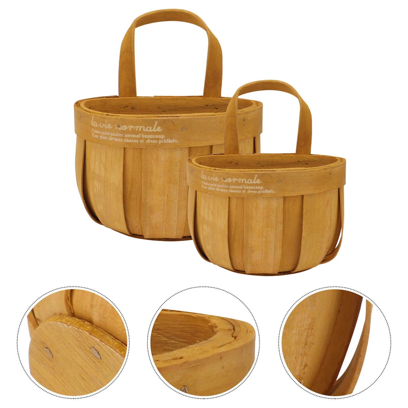 PRETYZOOM 2-Pack Wooden Wall Hanging Plant Baskets - Decorative Storage Containers for Indoor Plants, Flowers & Home Organization | Perfect for Living Room, Bedroom, Kitchen & Bathroom Decor