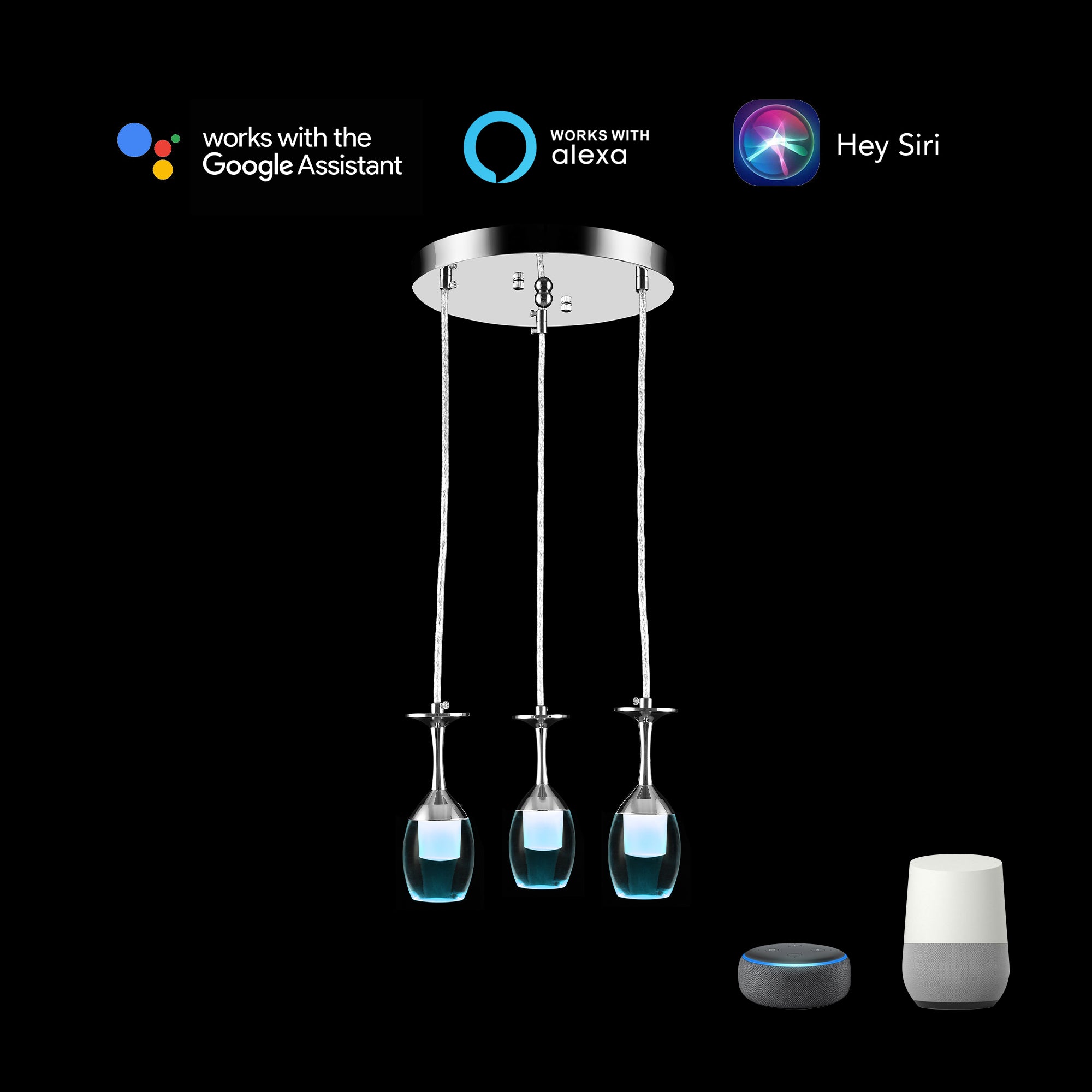 Bacchus Clear Acrylic Red Wine Glass Shaped Smart RGB Pendant Light - Modern LED Hanging Lamp for Dining Room, Bar, and Home Decor